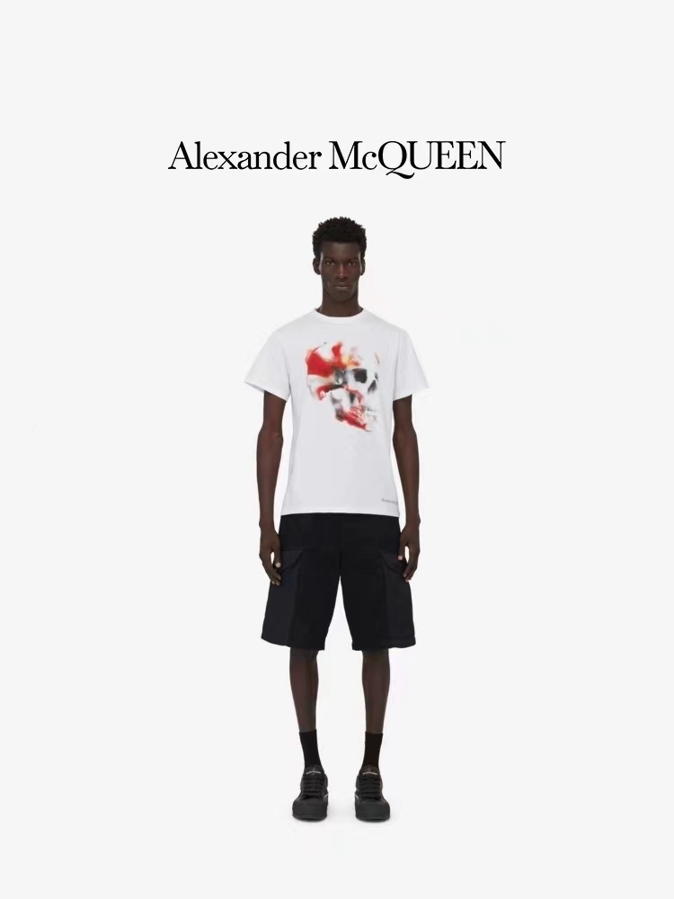 Alexander Mcqueen アレキサンダー tシャツ偽物 ゆったり 純綿 トップス プリント G1089 2色可選_1