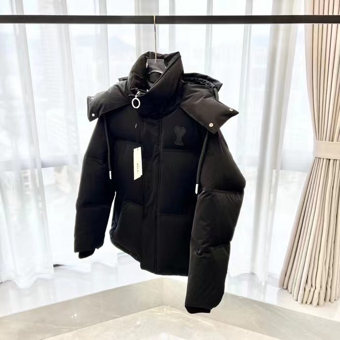 AMI ダウンジャケット カリフォルニアＮ級品 トップス アウター 男女兼用 フード付き 上質商品 ブラック_2