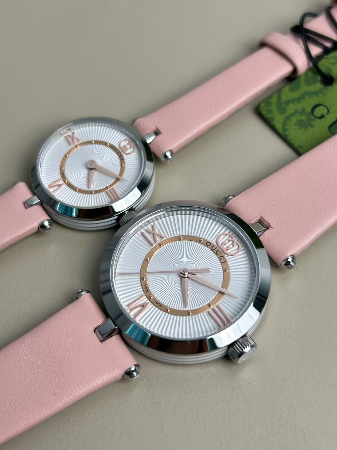 gucci 時計 レディース偽物 ウォッチ 腕時計 防水 優雅レディ 牛革バンド シンプル ピンク_5