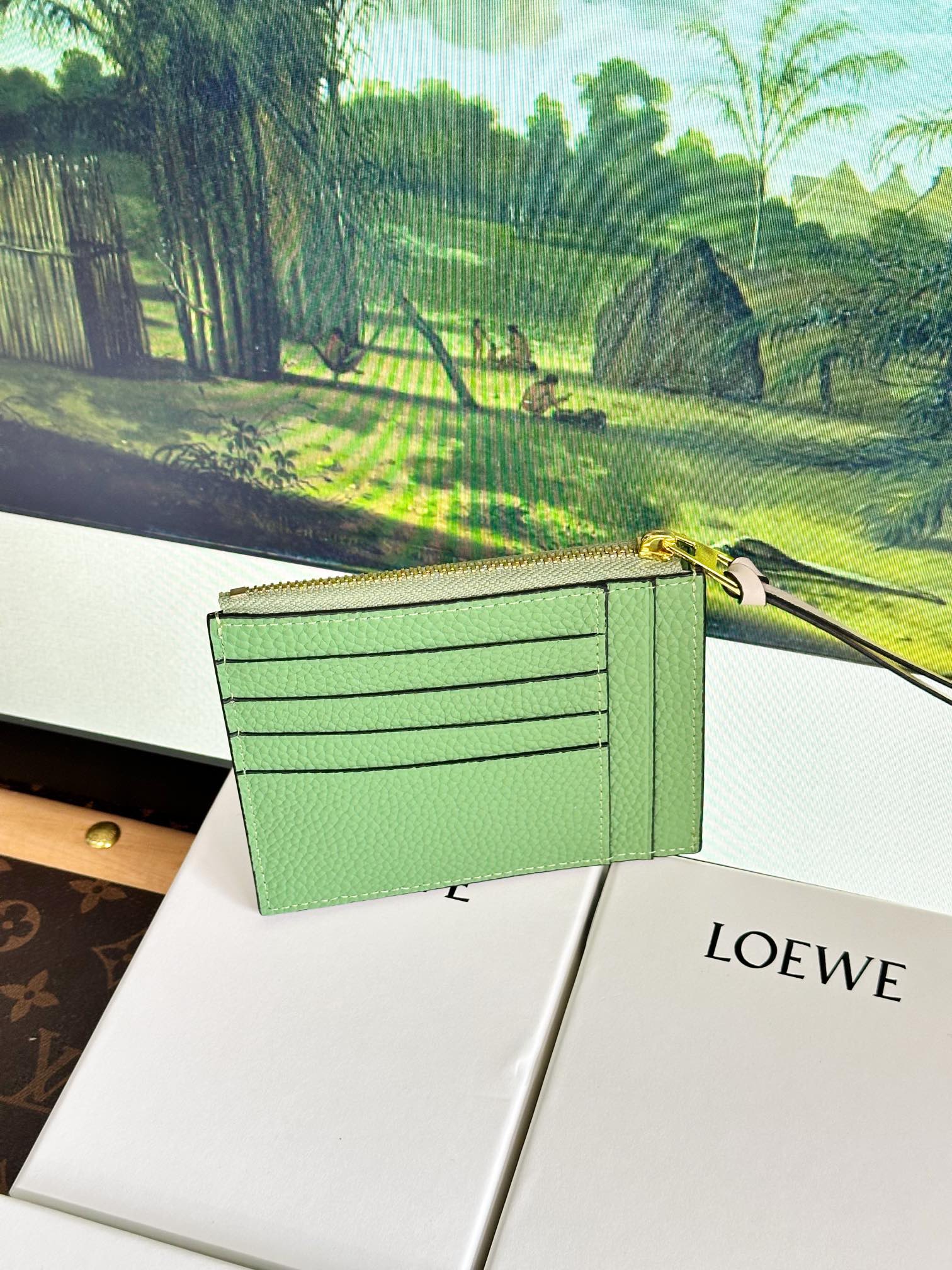 超低価格 ロエベ財布メンズスーパーコピー カードケース 軽量 便利 レザー 牛革 グリーン_2