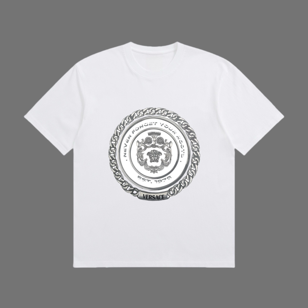 VERSACE ヴェルサーチtシャツ偽物 トップス 綿100% 半袖Tシャツ プリント ホワイト_1