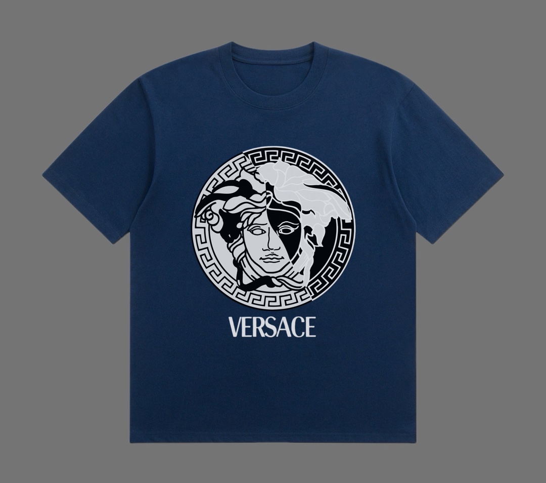 華やかな雰囲気 ヴェルサーチtシャツメンズコピー トップス 綿100% 半袖Tシャツ プリント ブラック_1