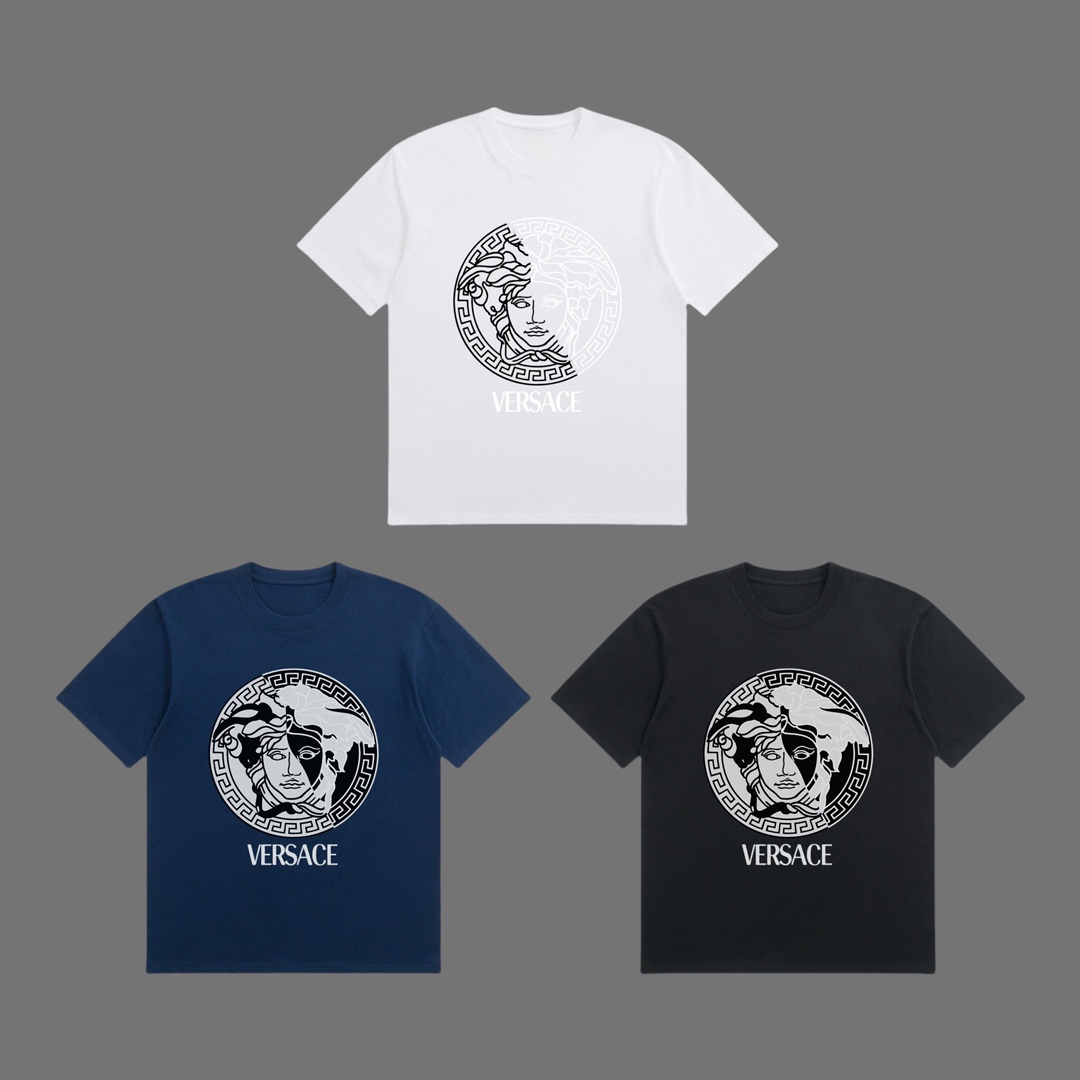 華やかな雰囲気 ヴェルサーチtシャツメンズコピー トップス 綿100% 半袖Tシャツ プリント ブラック_8