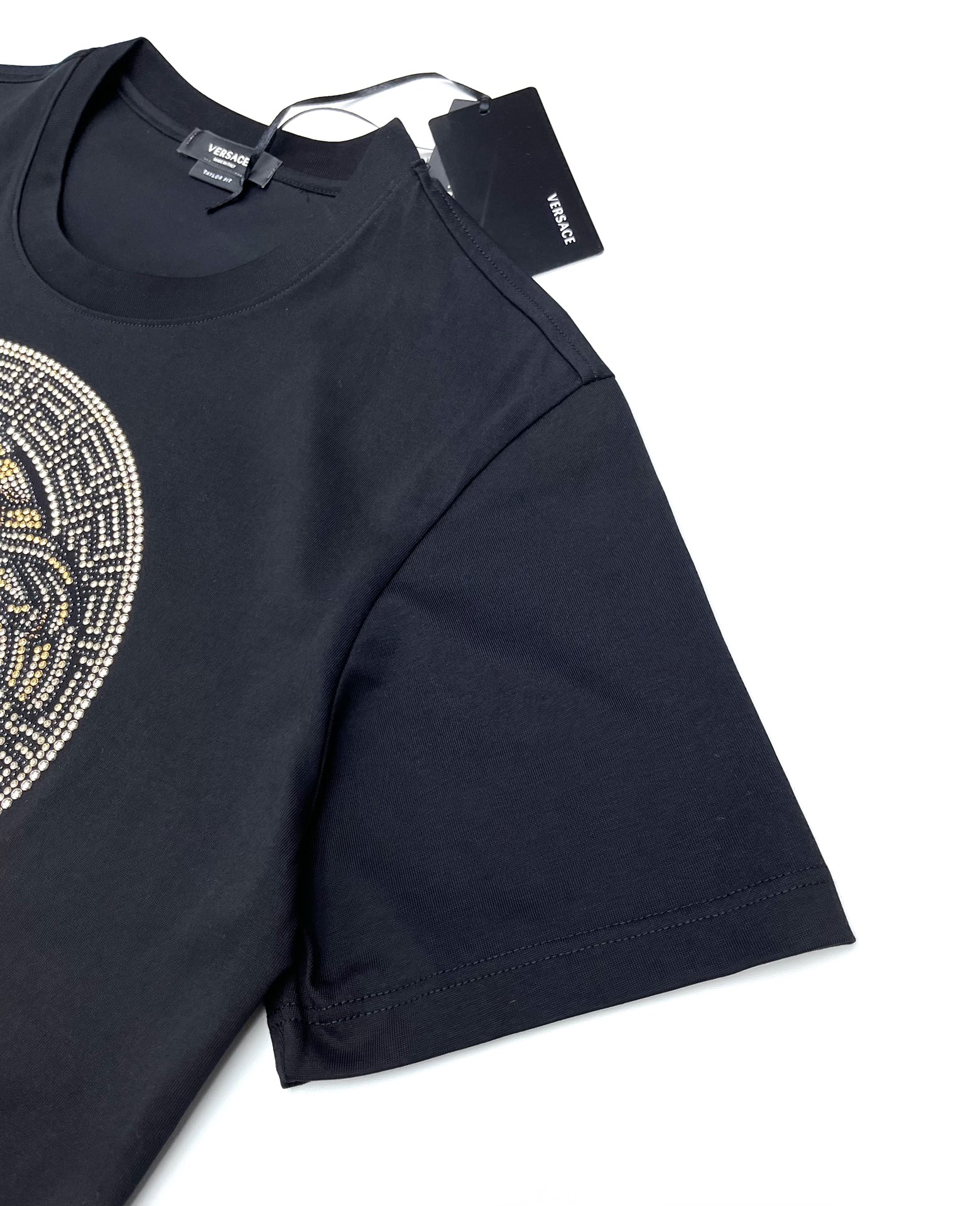ヴェルサーチ ロングtシャツスーパーコピー トップス 綿100% 半袖Ｔシャツ ゆったり プリント  ブラック_5