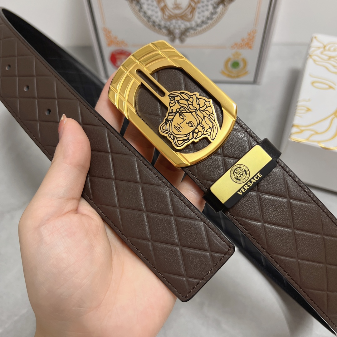 ヴェルサーチ ベルト 値段Ｎ級品 牛革 レザー 上質商品 ファッション ゴールドバックル ブラウン_2