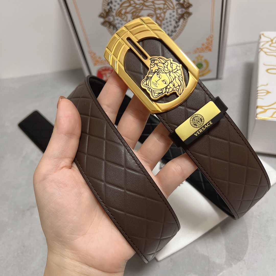 ヴェルサーチ ベルト 値段Ｎ級品 牛革 レザー 上質商品 ファッション ゴールドバックル ブラウン_3
