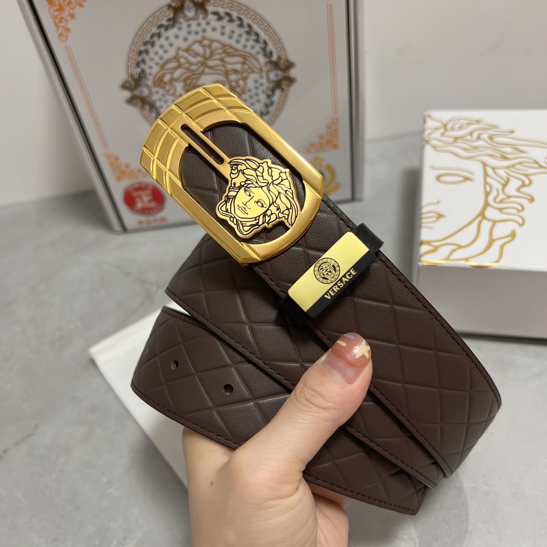 ヴェルサーチ ベルト 値段Ｎ級品 牛革 レザー 上質商品 ファッション ゴールドバックル ブラウン_5
