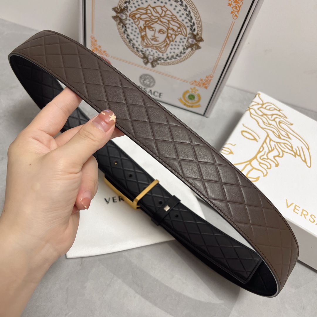 ヴェルサーチ ベルト 値段Ｎ級品 牛革 レザー 上質商品 ファッション ゴールドバックル ブラウン_7