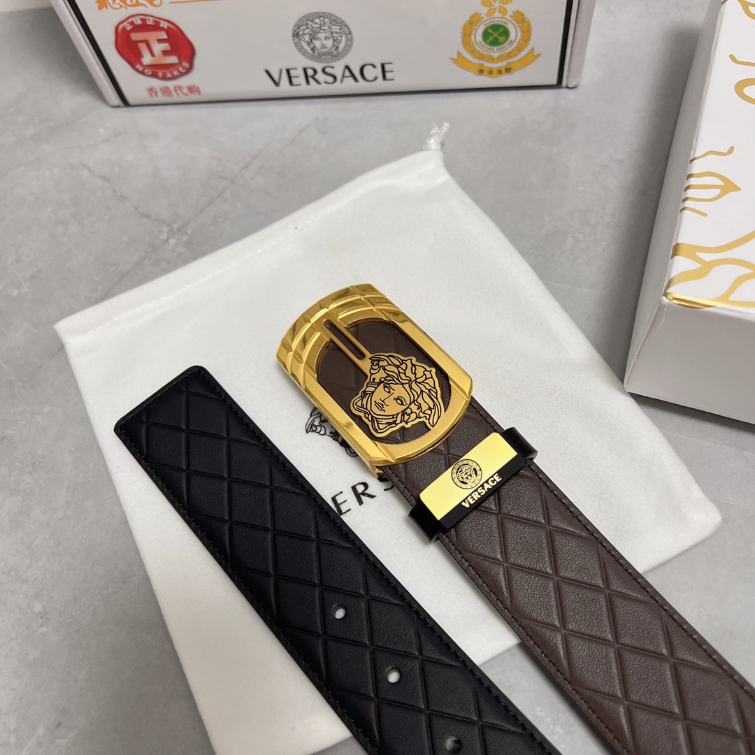 ヴェルサーチ ベルト 値段Ｎ級品 牛革 レザー 上質商品 ファッション ゴールドバックル ブラウン_8