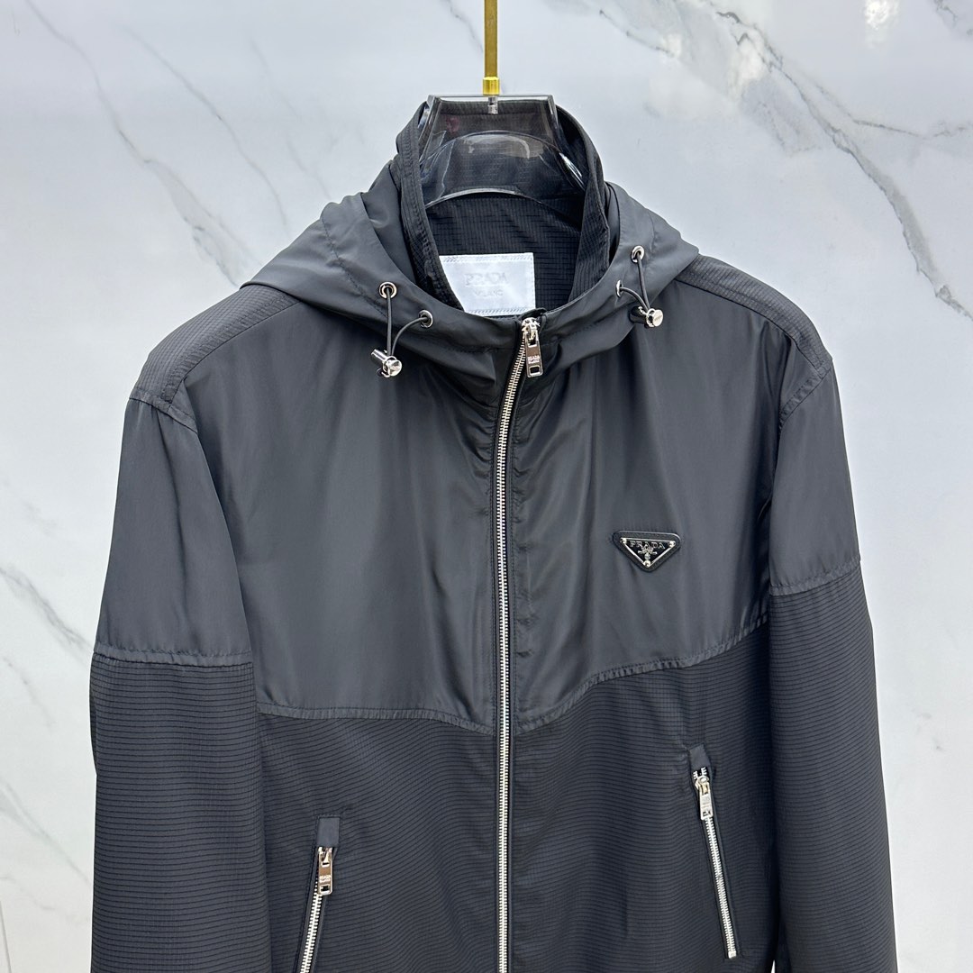 魅力的な prada sports ジャケット激安通販  アウター 防風 トップス フード付き メンズ 軽量 登山 ブラック_2