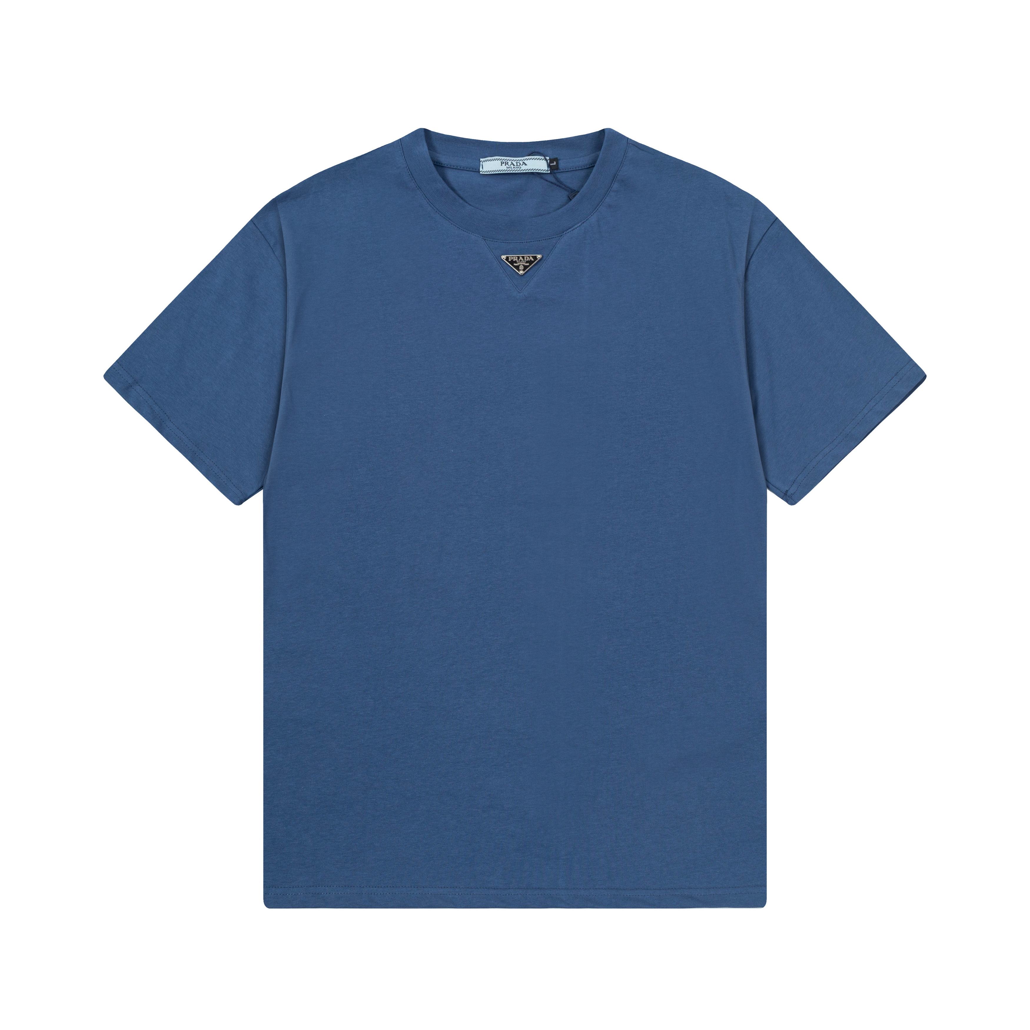 プラダ t シャツ ロゴＮ級品 人気定番 トップス 短袖Ｔシャツ 純綿 シンプル ブルー_1