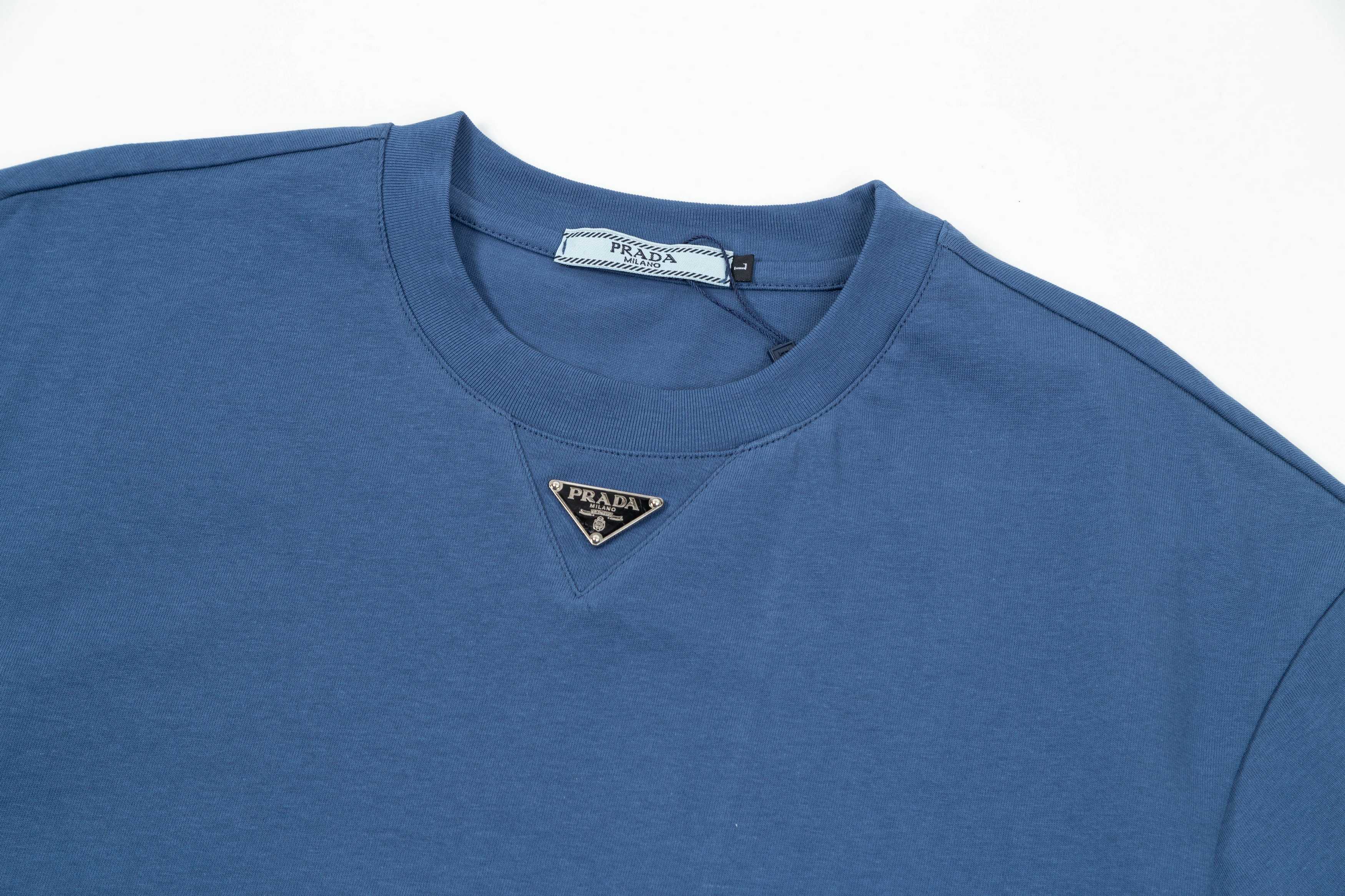 プラダ t シャツ ロゴＮ級品 人気定番 トップス 短袖Ｔシャツ 純綿 シンプル ブルー_3