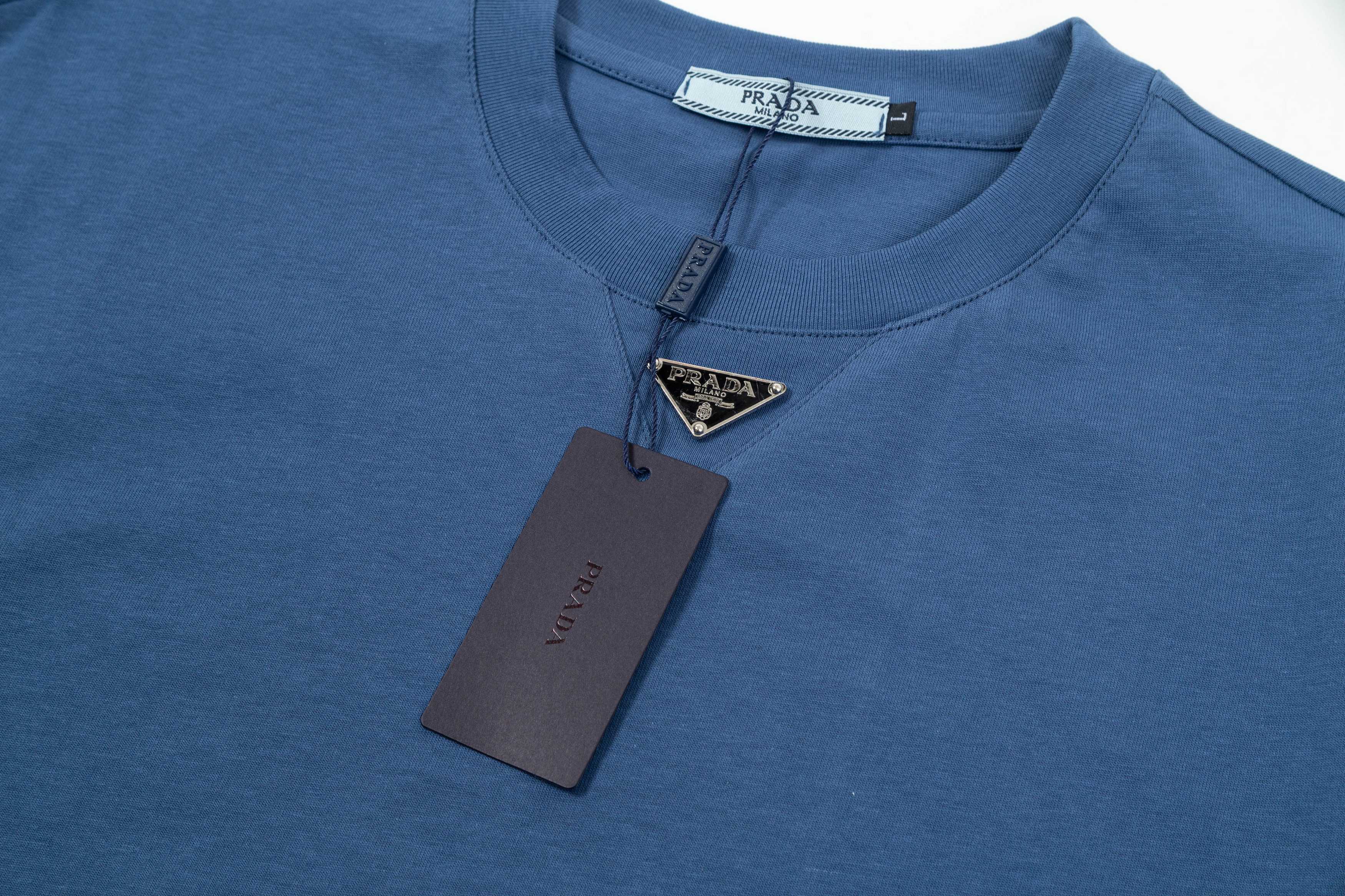 プラダ t シャツ ロゴＮ級品 人気定番 トップス 短袖Ｔシャツ 純綿 シンプル ブルー_4