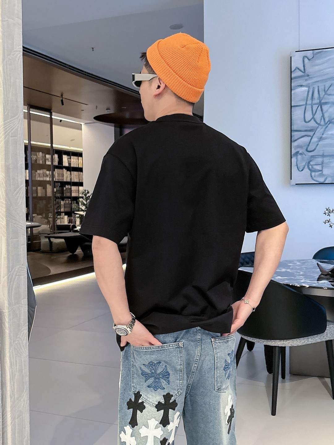 お買い得品 fendi ロゴ t シャツ偽物 夏服 シンプル  純綿 トップス プリント 柔らかい ブラック_6