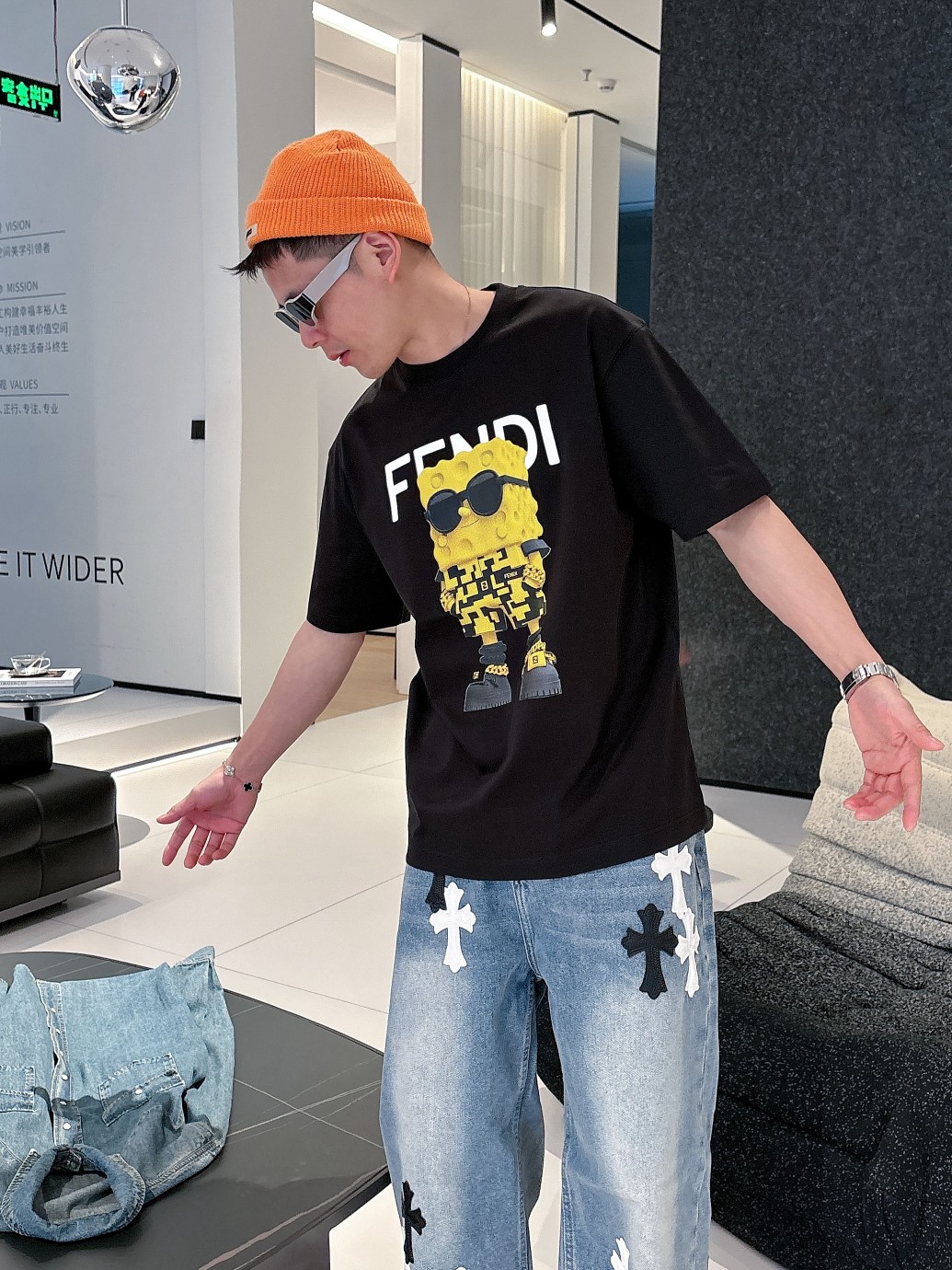 お買い得品 fendi ロゴ t シャツ偽物 夏服 シンプル  純綿 トップス プリント 柔らかい ブラック_7