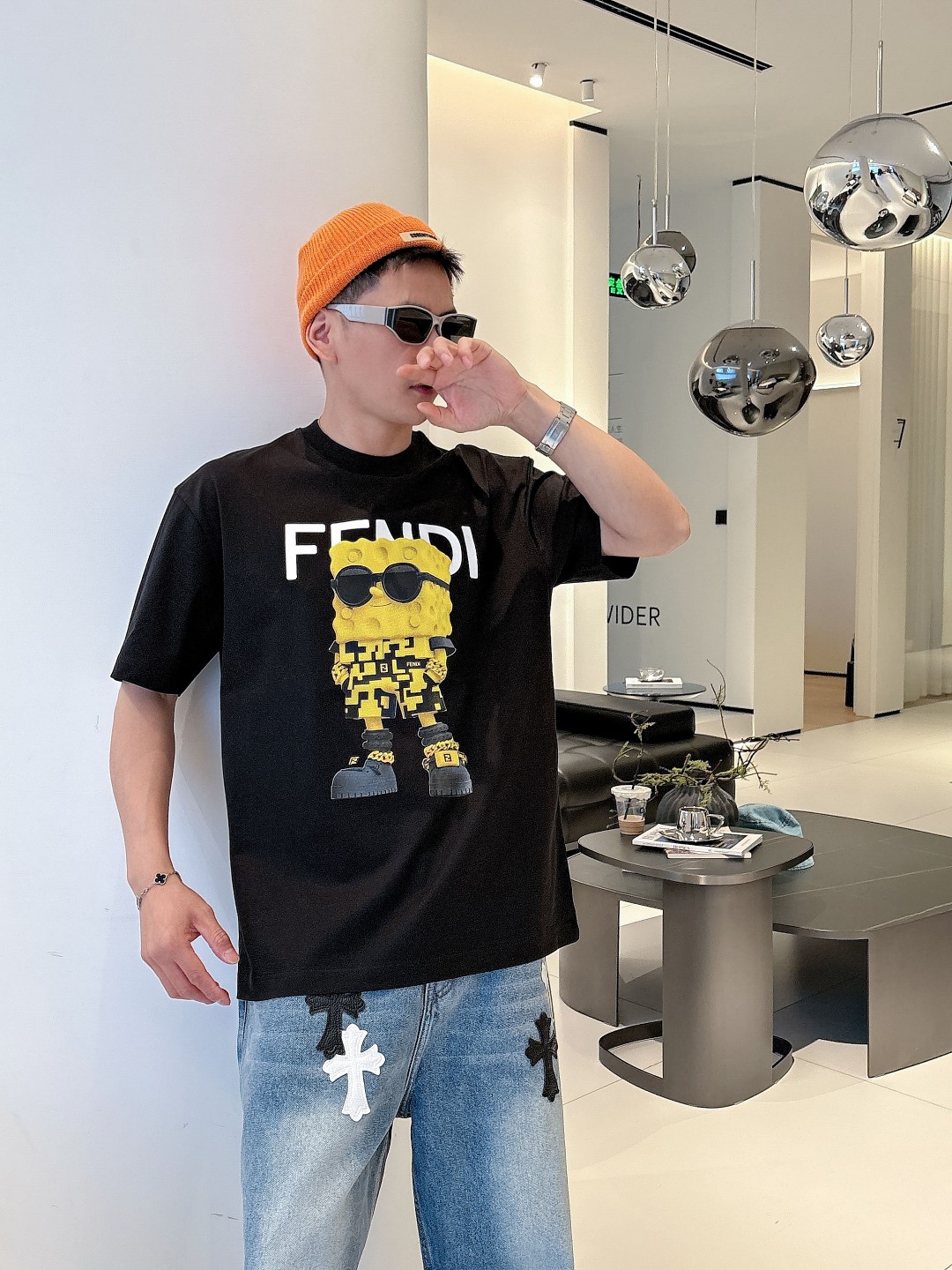 お買い得品 fendi ロゴ t シャツ偽物 夏服 シンプル  純綿 トップス プリント 柔らかい ブラック_8
