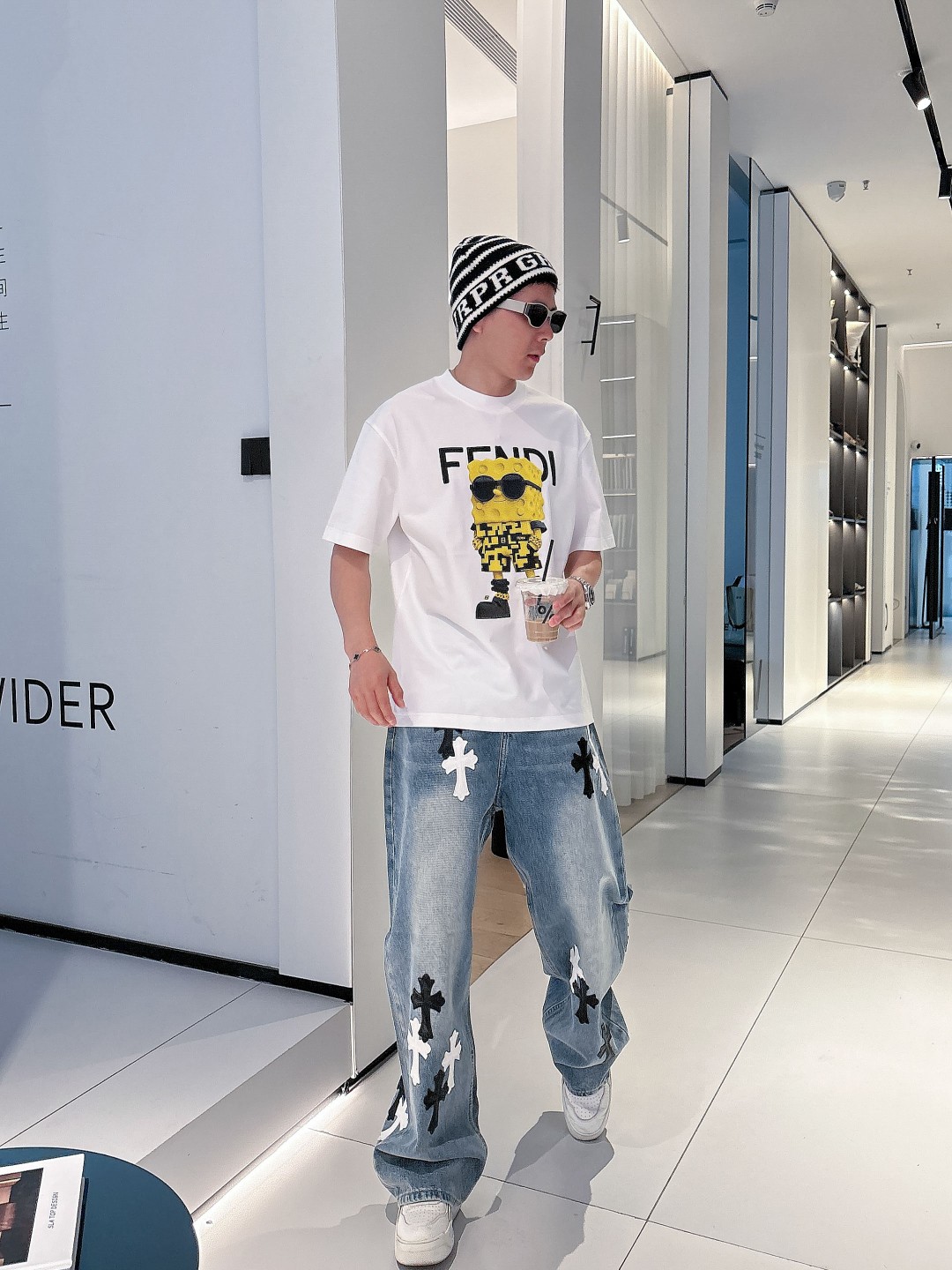 お買い得品 fendi ロング t シャツコピー 夏服 シンプル  純綿 トップス プリント 柔らかい ホワイト_4