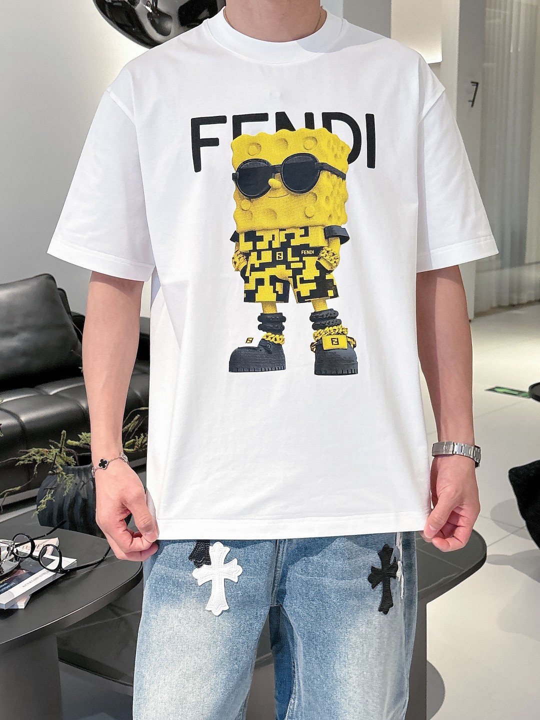 お買い得品 fendi ロング t シャツコピー 夏服 シンプル  純綿 トップス プリント 柔らかい ホワイト_6