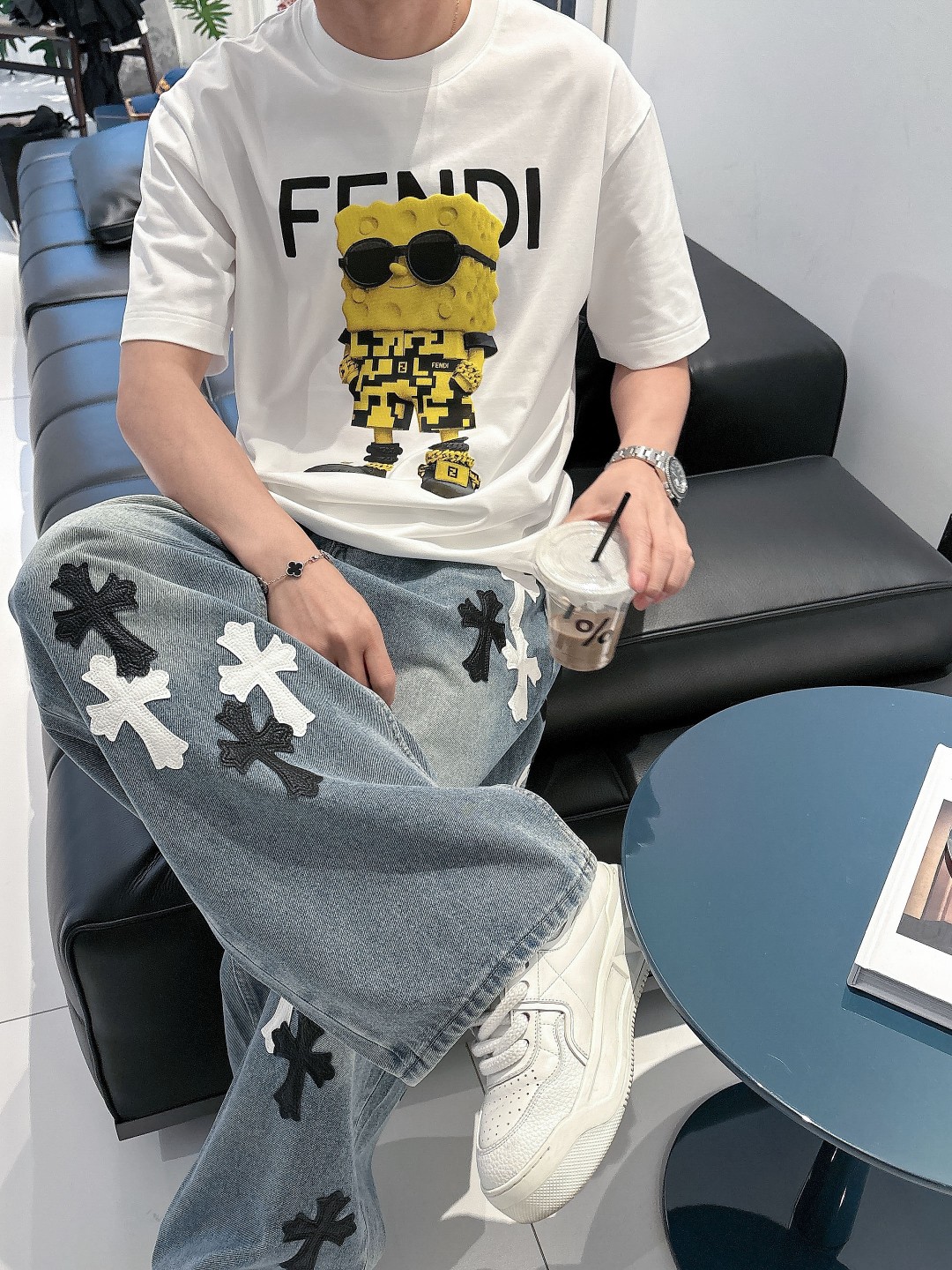 お買い得品 fendi ロング t シャツコピー 夏服 シンプル  純綿 トップス プリント 柔らかい ホワイト_8
