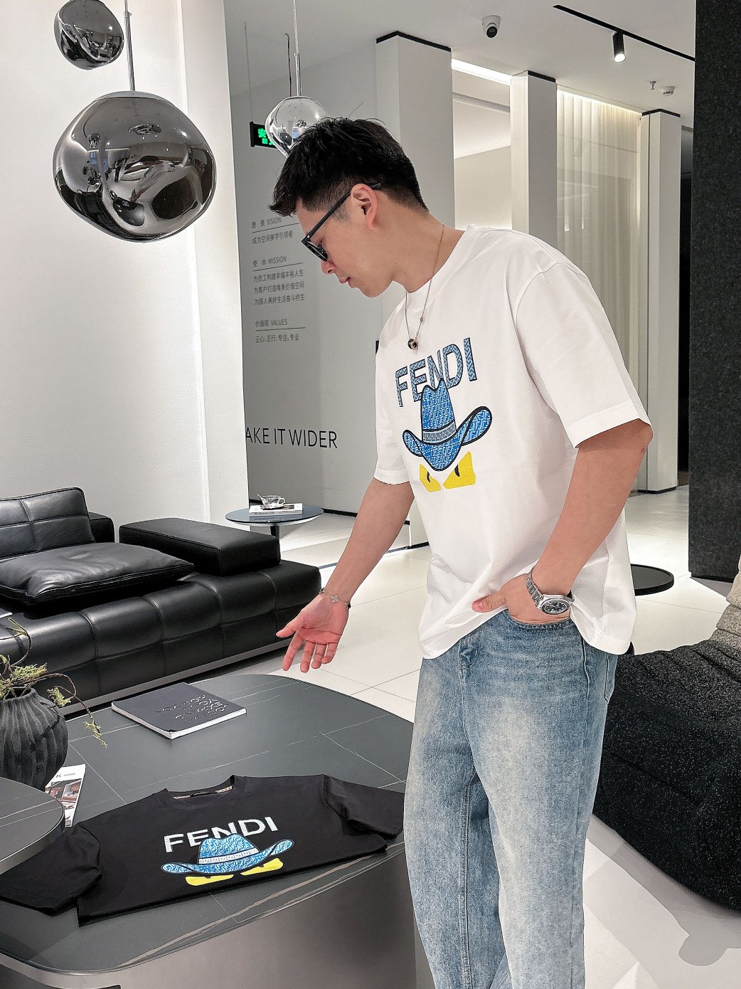 fendi ヴェルサーチ t シャツ偽物 シンプル  純綿Tシャツ トップス プリント 柔軟 ホワイト_8