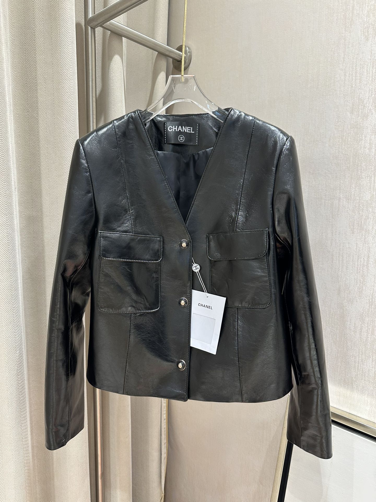 ツイード ジャケット シャネルコピー アウター 柔軟 トップス レザー ファッション ブラック_1