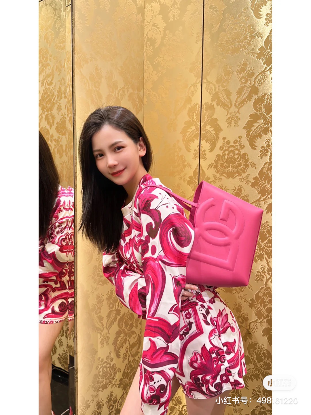 D＆G ドルチェ ＆ ガッバーナ バッグコピー 牛革 レザー ハンドバッグ 優雅レディ ローズレッド_2