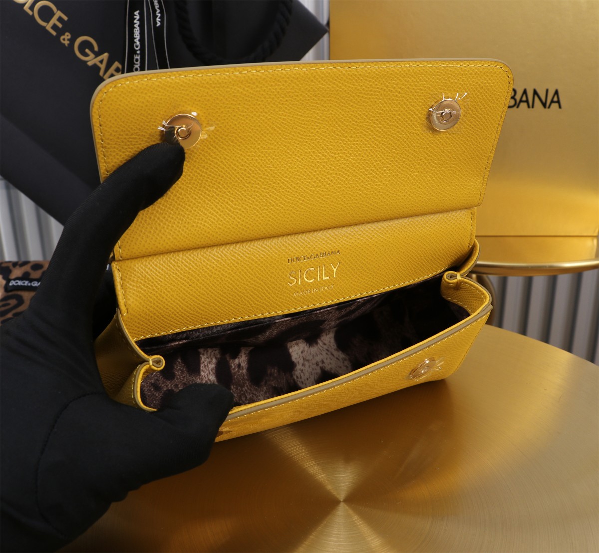 D＆G ドルチェ アンド ガッバーナ バッグコピー 牛革 レザー 斜め掛け ハンドバッグ 優雅レディ イエロー_5