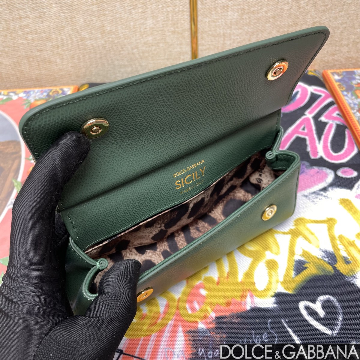 D&G ドルガバ カゴ バッグ偽物 本革 レザー 斜め掛け ハンドバッグ 通勤 グリーン_5