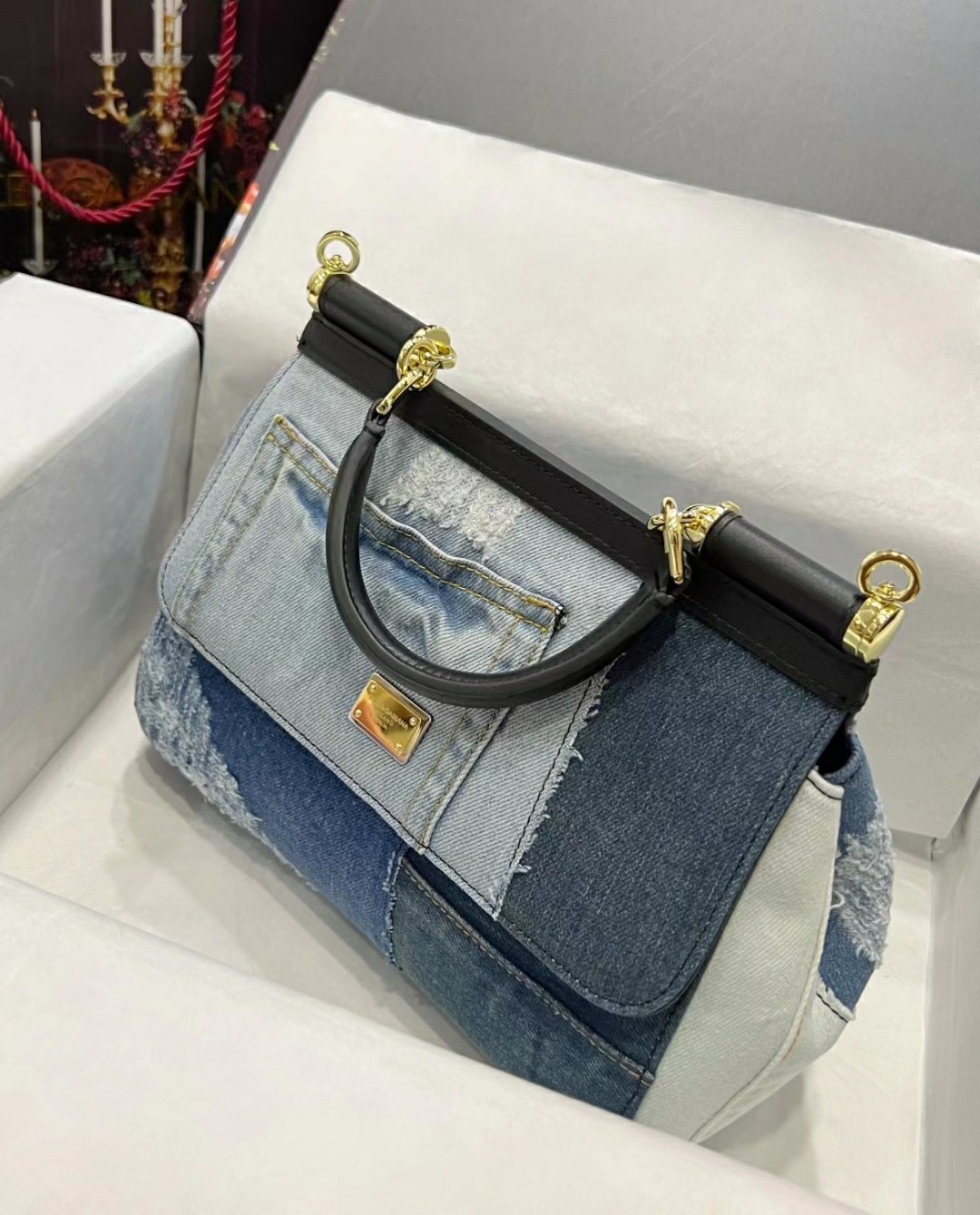 D&G ドルガバ クラッチ バッグ偽物 シンプル レザー ハンドバッグ 通勤 デニム ブルー_2