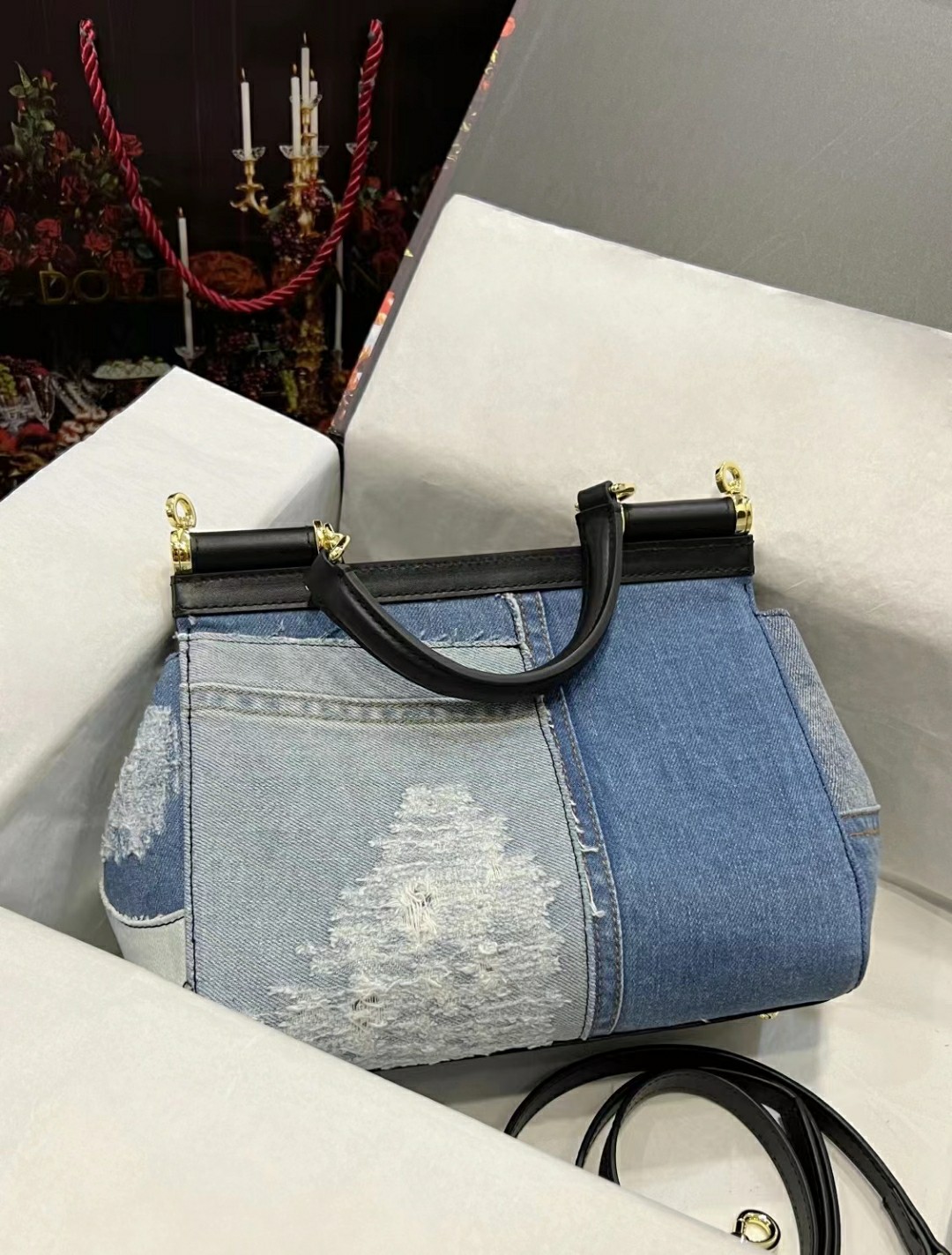 D&G ドルガバ クラッチ バッグ偽物 シンプル レザー ハンドバッグ 通勤 デニム ブルー_6
