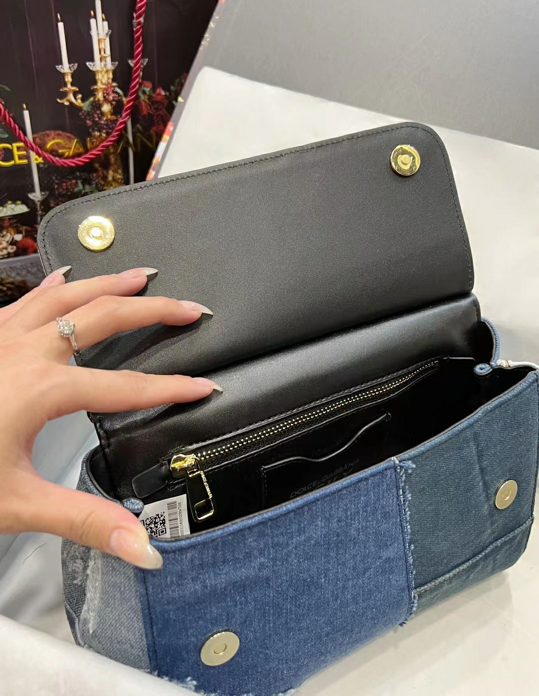 D&G ドルガバ クラッチ バッグ偽物 シンプル レザー ハンドバッグ 通勤 デニム ブルー_8