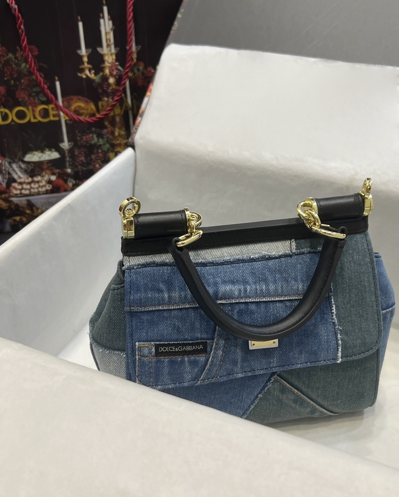 D&G ドルガバ クラッチ バッグ レディ激安通販 シンプル ハンドバッグ 斜め掛け 通勤 デニム ブルー_2