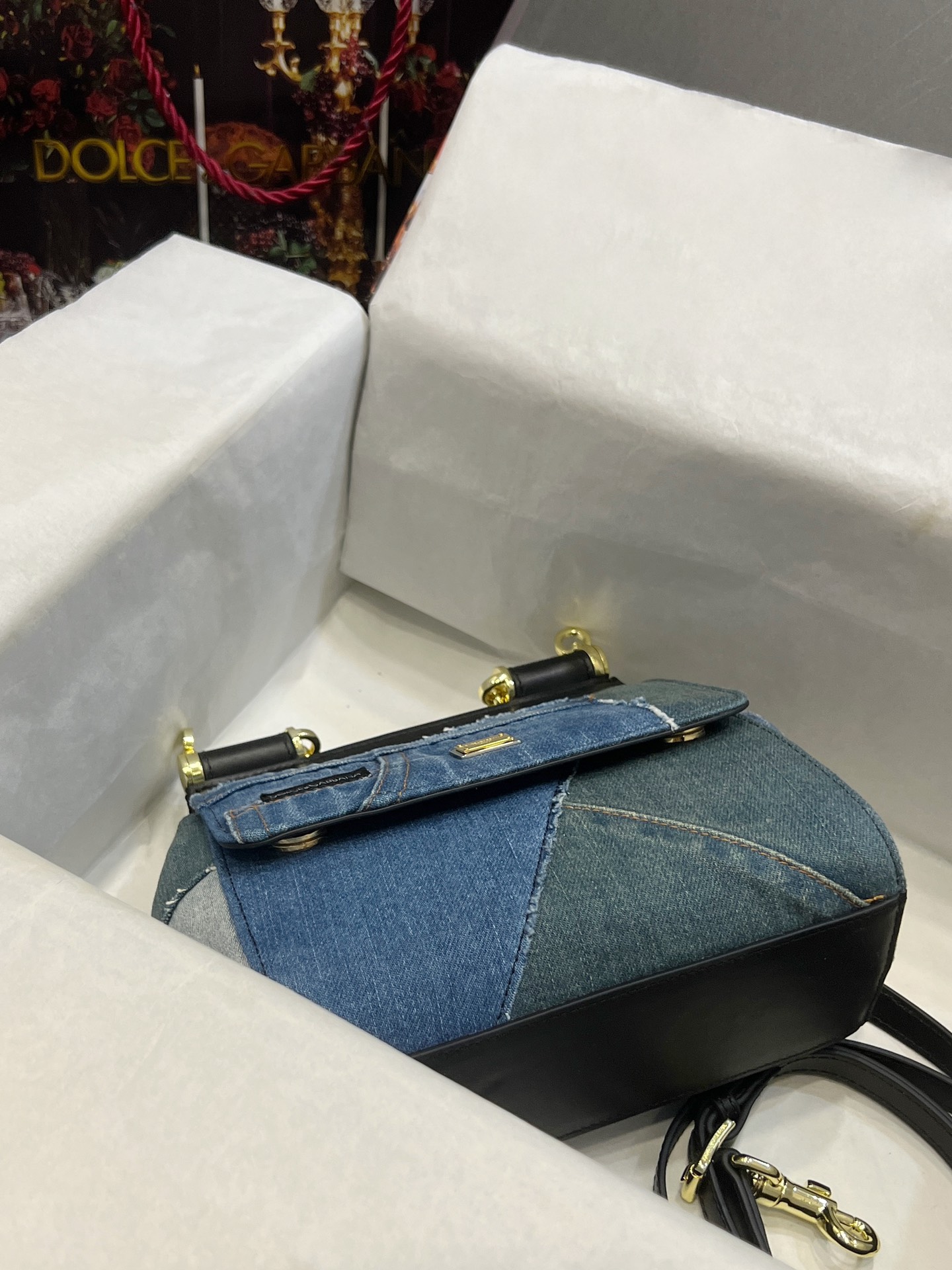 D&G ドルガバ クラッチ バッグ レディ激安通販 シンプル ハンドバッグ 斜め掛け 通勤 デニム ブルー_7