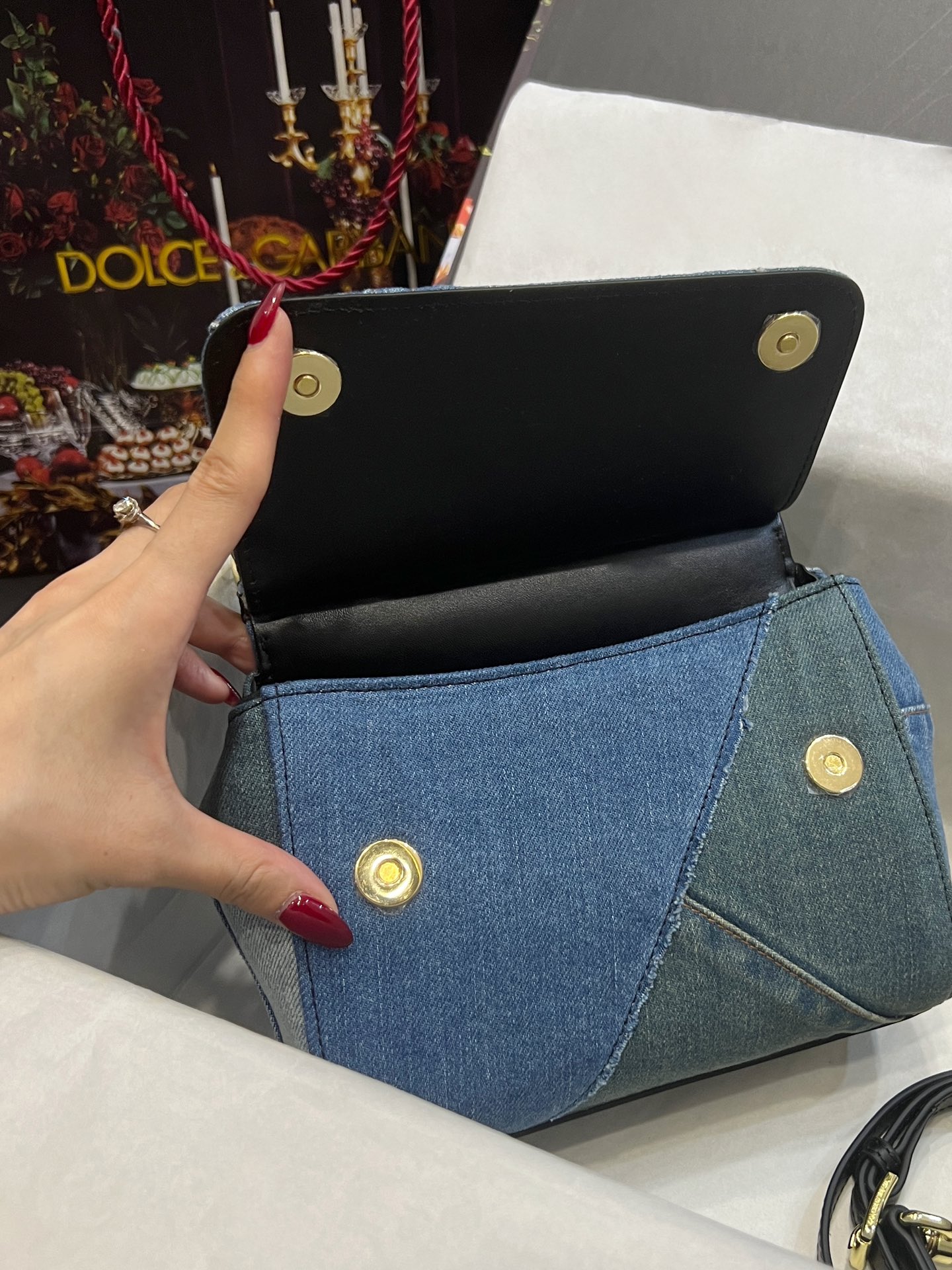 D&G ドルガバ クラッチ バッグ レディ激安通販 シンプル ハンドバッグ 斜め掛け 通勤 デニム ブルー_9