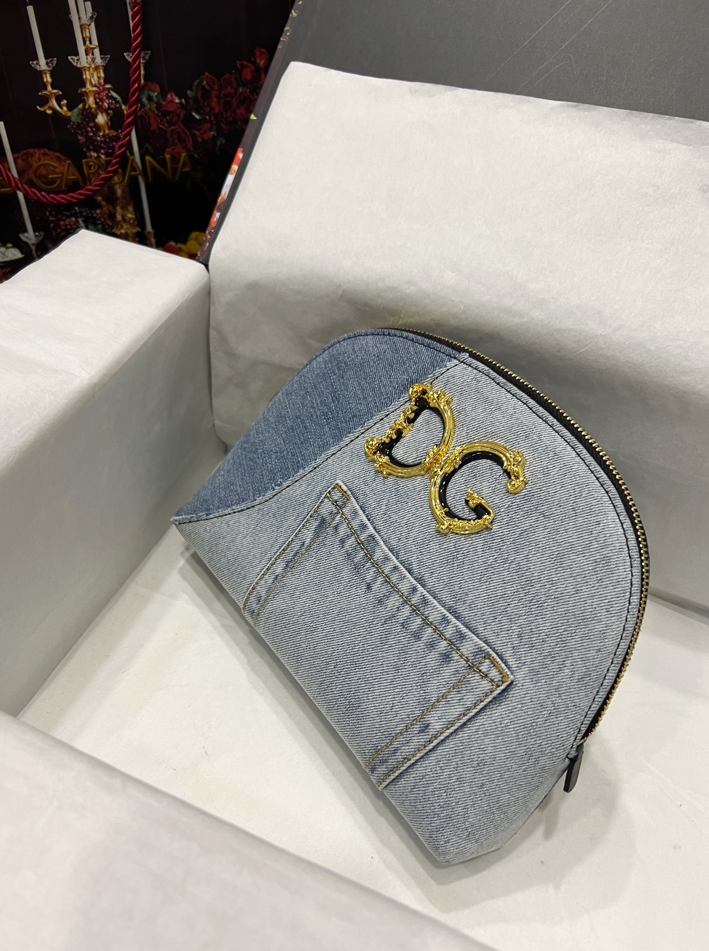 D&G 人気商品 ドルガバ クロシェ 編み バッグコピー シンプル ハンドバッグ デニム ブルー_4