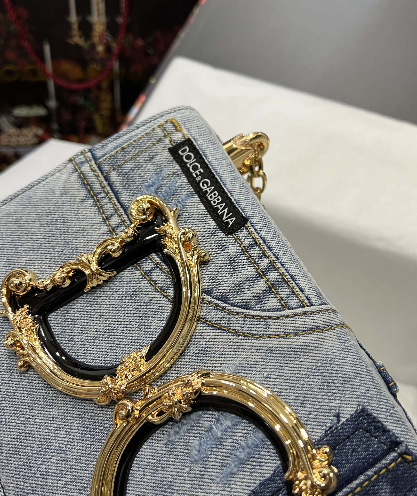 D&G ドルガバ トート バッグ レディーススーパーコピー デニム チェーンバッグ ハンドバッグ ブルー_4