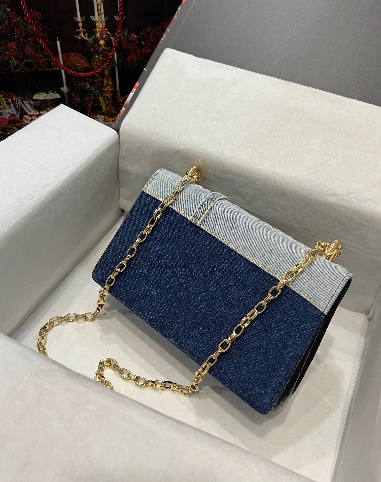 D&G ドルガバ トート バッグ レディーススーパーコピー デニム チェーンバッグ ハンドバッグ ブルー_7