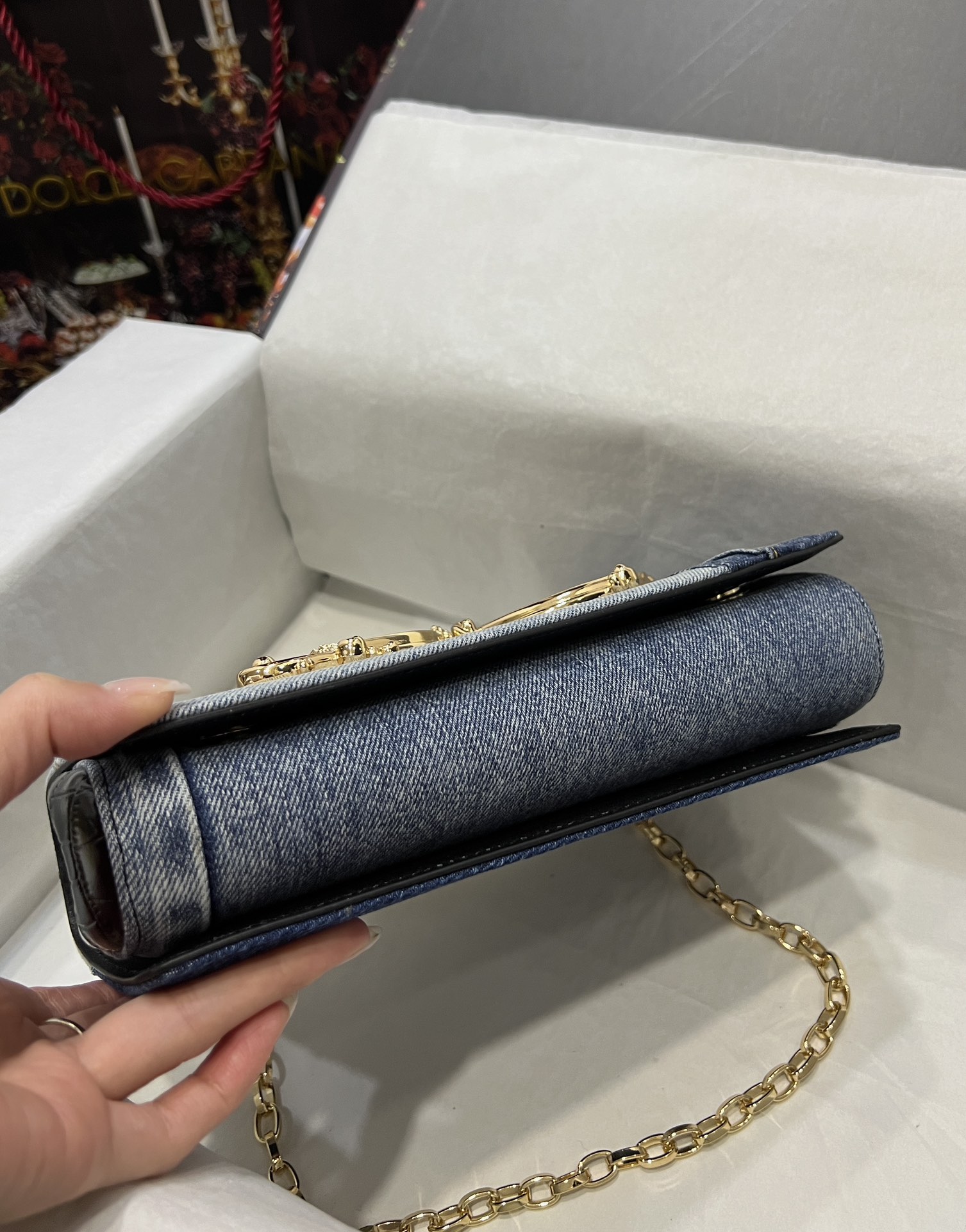 D&G ドルガバ トート バッグ レディーススーパーコピー デニム チェーンバッグ ハンドバッグ ブルー_8