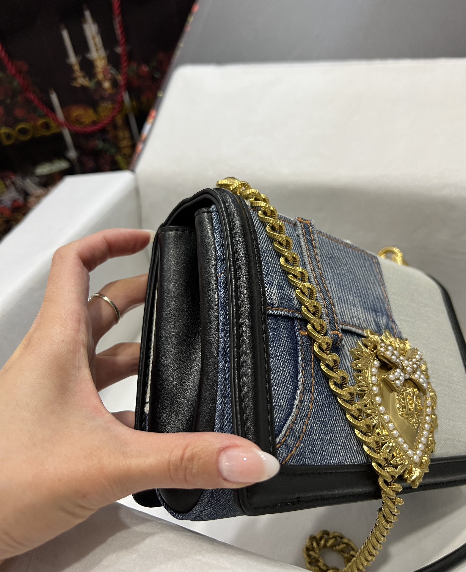 D&G 魅力的なドルガバ トート バッグ 新作偽物 デニム チェーンバッグ ハンドバッグ ブルー_5