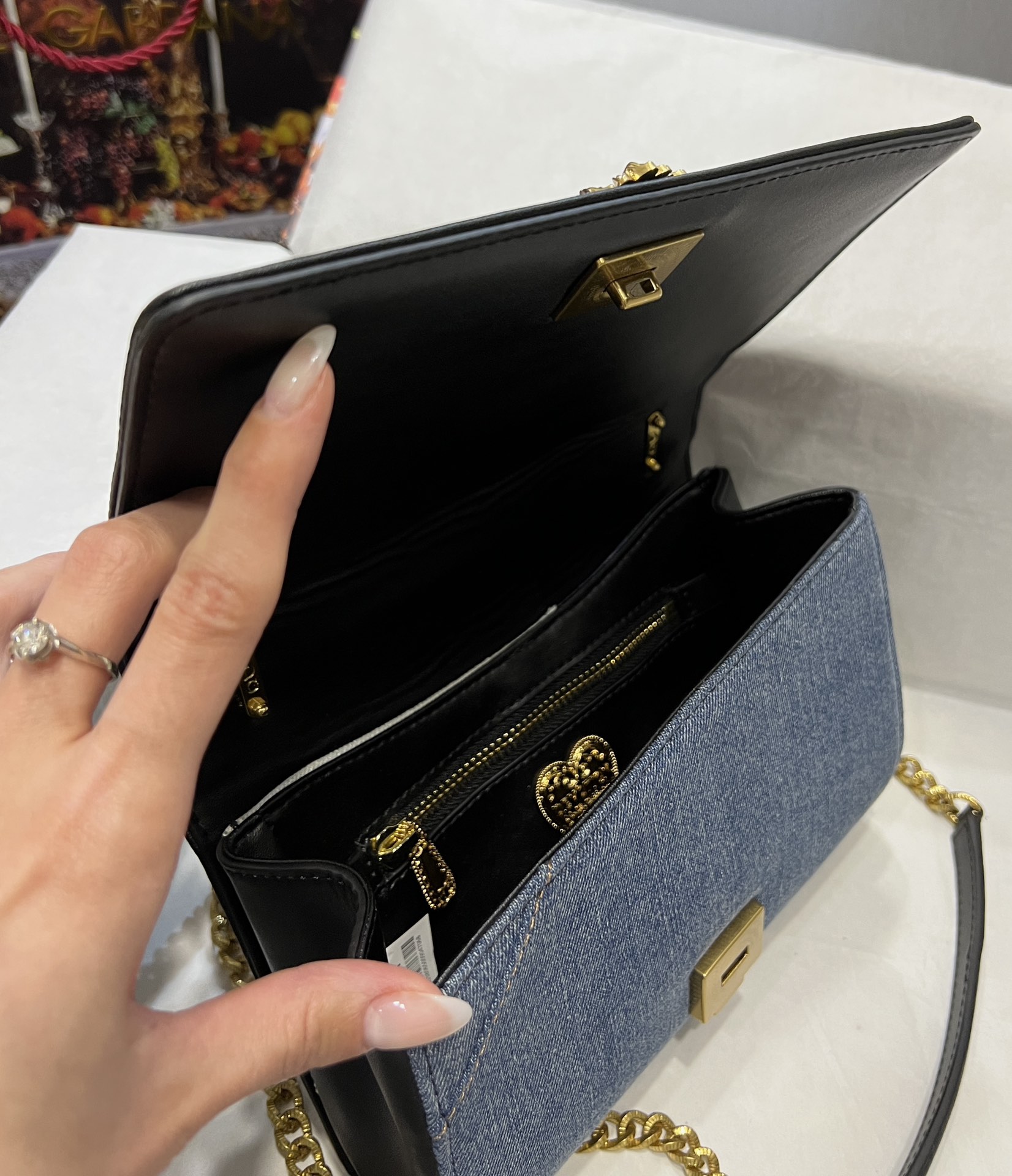 D&G 魅力的なドルガバ トート バッグ 新作偽物 デニム チェーンバッグ ハンドバッグ ブルー_9