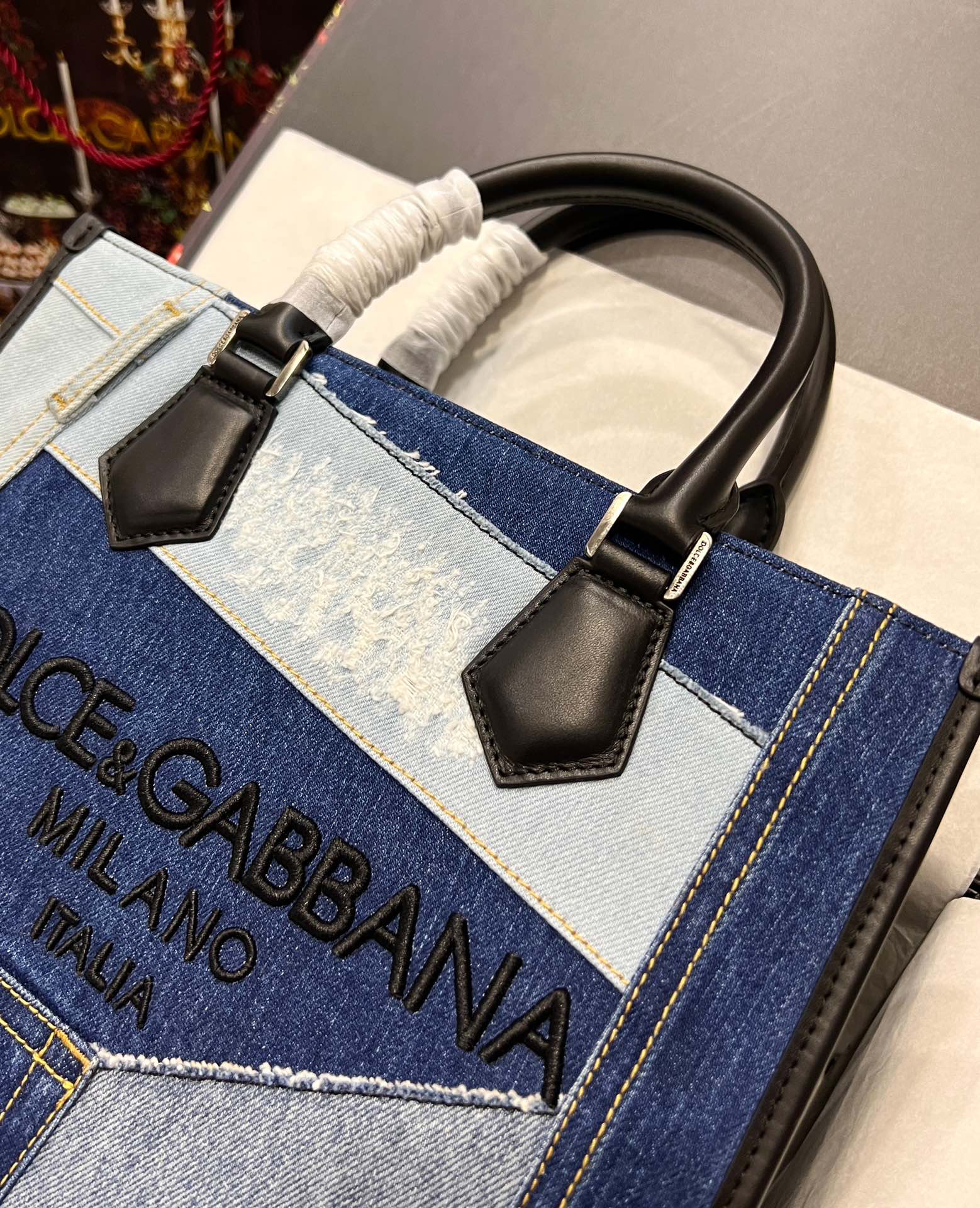 D&G ドルガバ バッグ シシリーＮ級品 デニム ハンドバッグ トート 斜め掛け ブルー_3