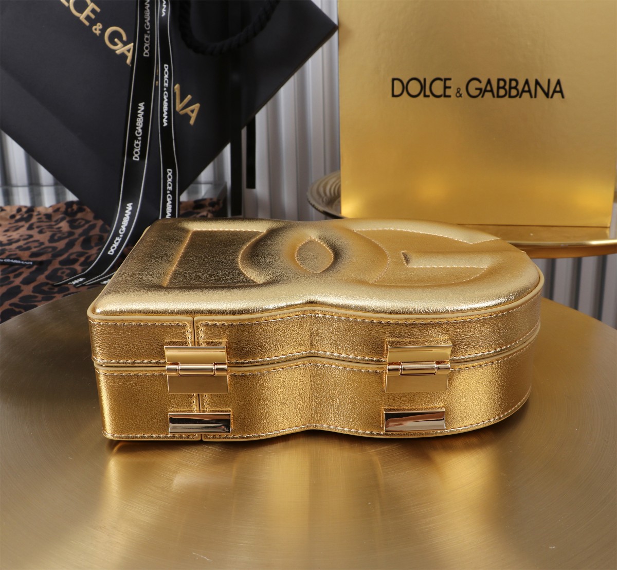 D&G 個性的なドルガバ バッグ レース偽物 斜め掛けバッグ ハンドバッグ 6405#BOX ゴールド_4