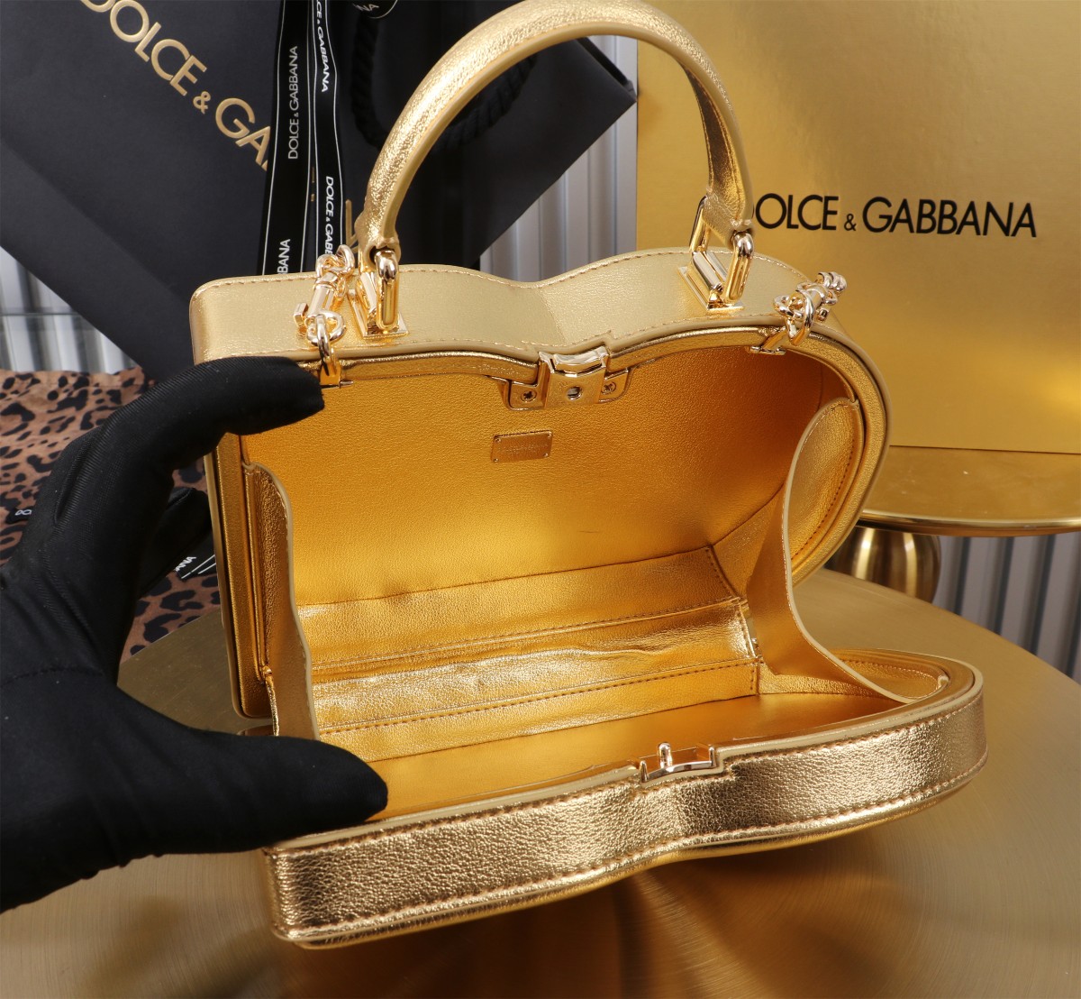 D&G 個性的なドルガバ バッグ レース偽物 斜め掛けバッグ ハンドバッグ 6405#BOX ゴールド_5