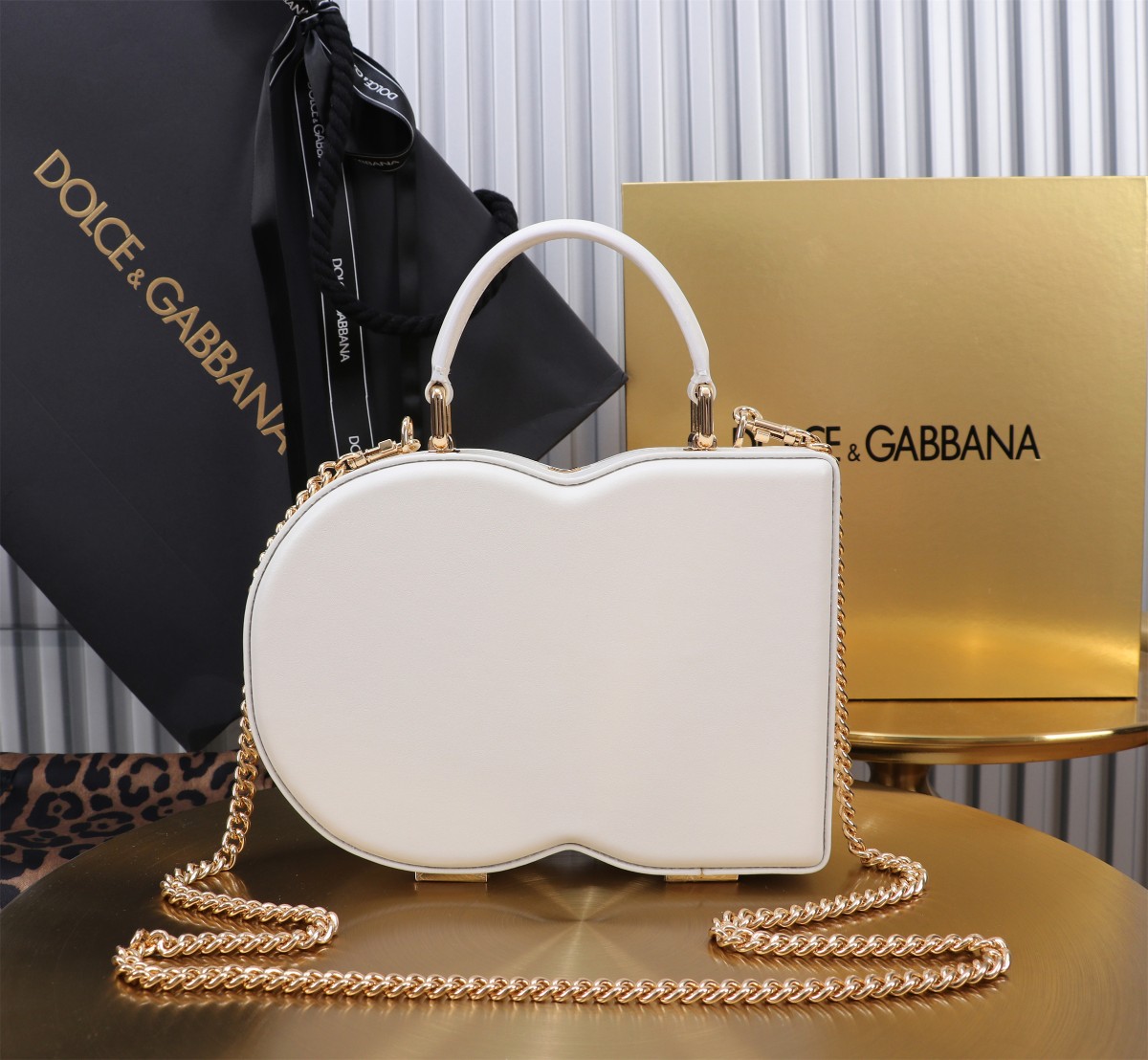 D&G 優雅レディ ドルガバ ヒョウ 柄 バッグコピー 斜め掛けバッグ ハンドバッグ 6405#BOX ホワイト_3