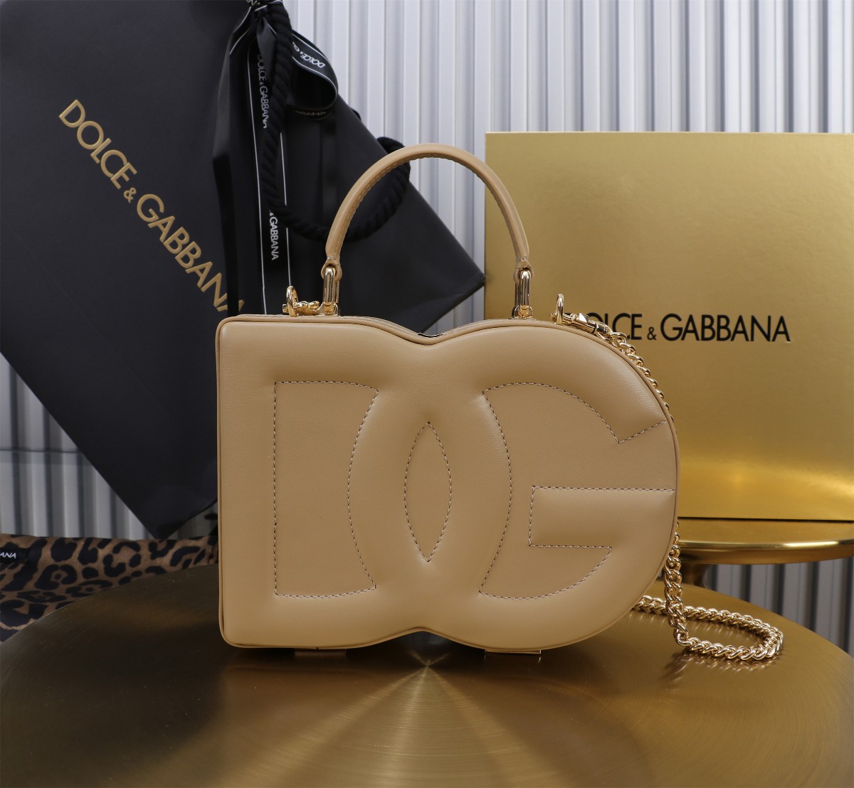 D&G ドルチェ & ガッバーナ ミニ バッグコピー 斜め掛けバッグ 優雅 ハンドバッグ 6405#BOX 杏色_1