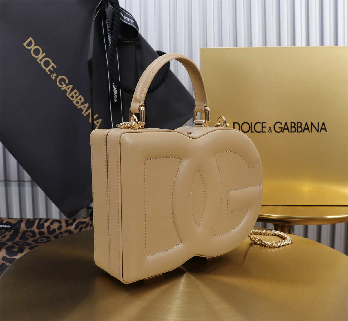 D&G ドルチェ & ガッバーナ ミニ バッグコピー 斜め掛けバッグ 優雅 ハンドバッグ 6405#BOX 杏色_2