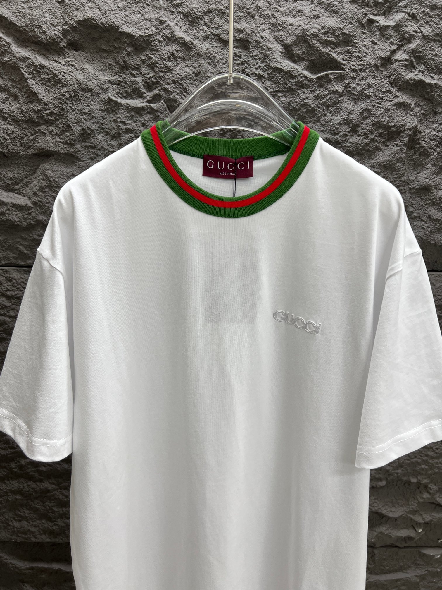 gucci t シャツ ジミン激安通販 純綿 トップス ロゴプリント ゆったり 半袖 シンプル ホワイト_2