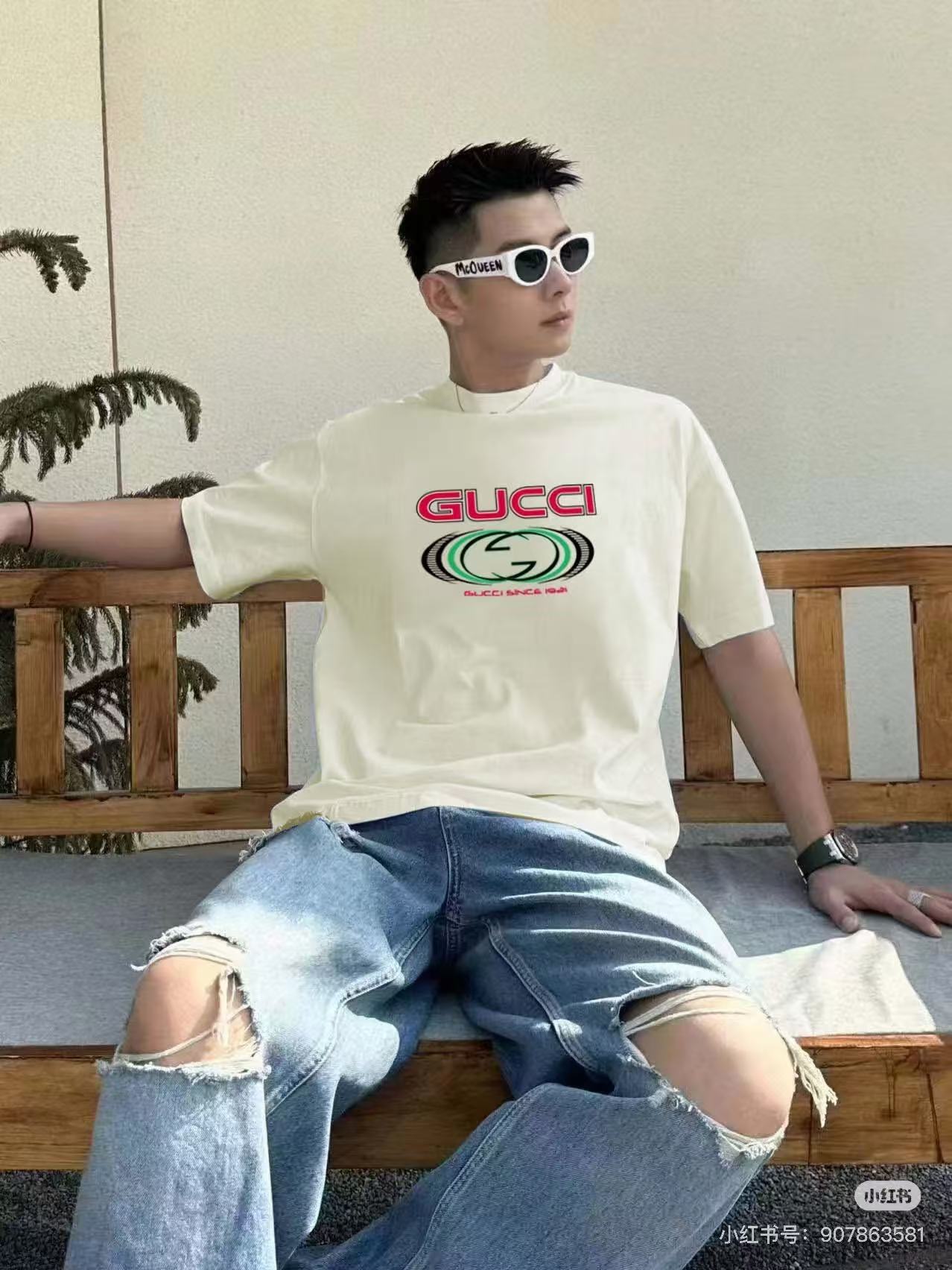 個性的な gucci t シャツ ミッキー偽物 100%綿 半袖トップス シンプル プリント 上質 杏色_3