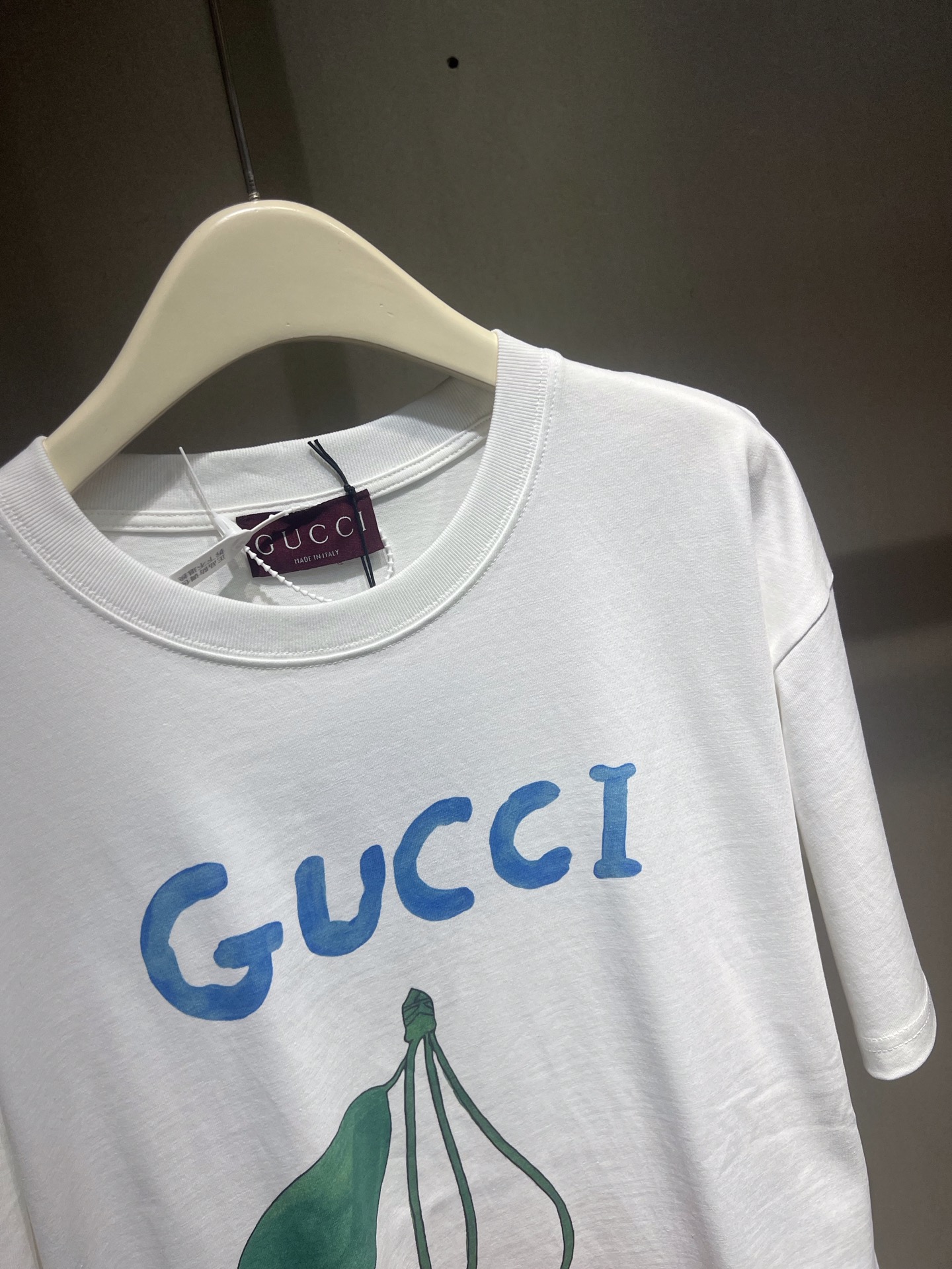 最新の2025年 gucci ば な にゃ t シャツコピー ゆったり プリント 100%綿 短袖 トップス 男女兼用 ホワイト_3