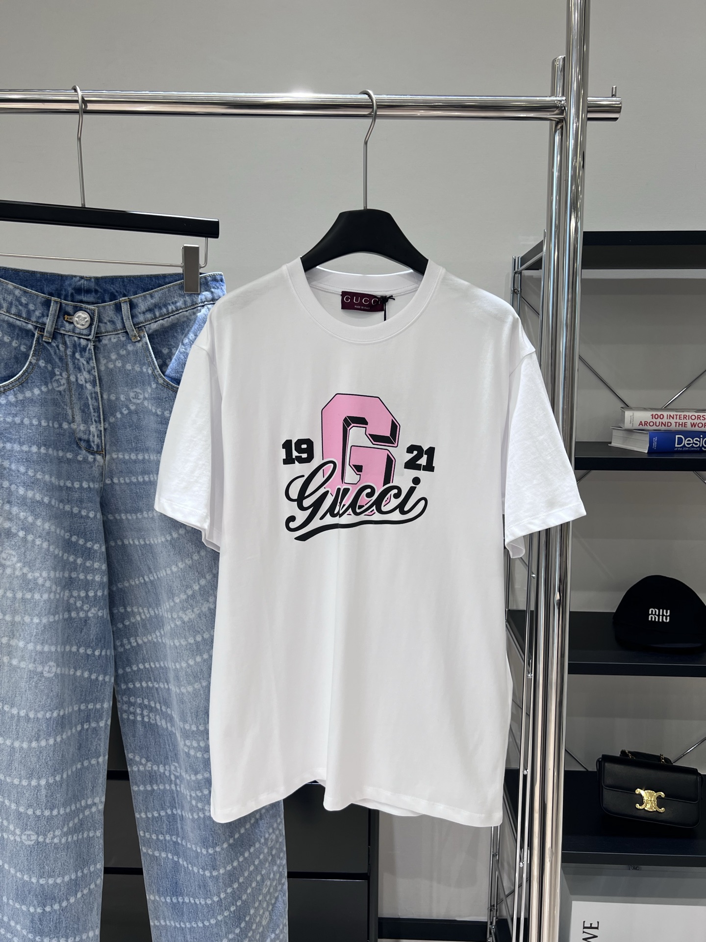 gucci アウトレット t シャツスーパーコピー ゆったり プリント 100%綿 短袖 トップス 男女兼用 ホワイト_1